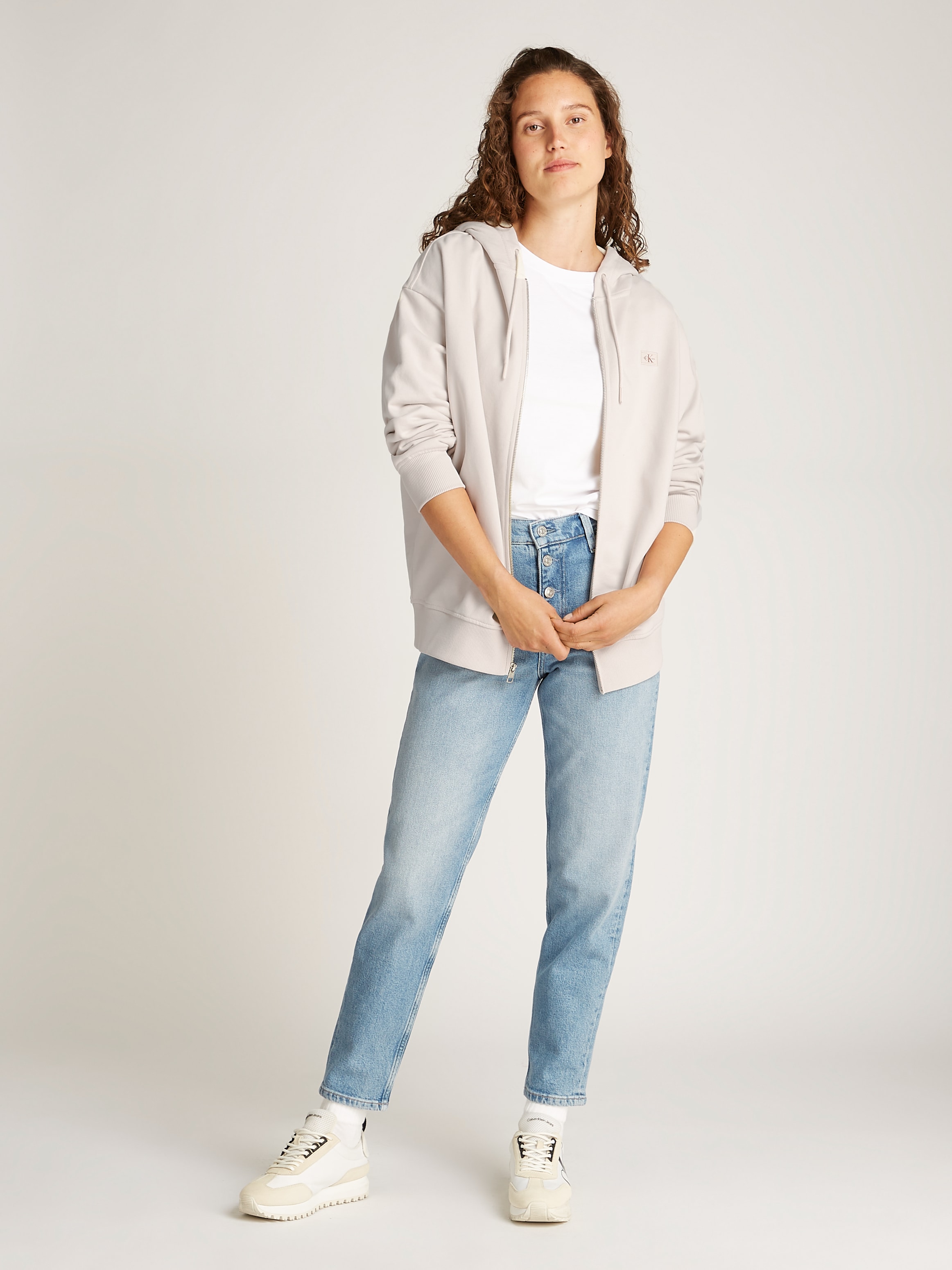 Calvin Klein Jeans Sweatjacke »WOVEN LABEL ZIP-THROUGH«, mit Logo-Label