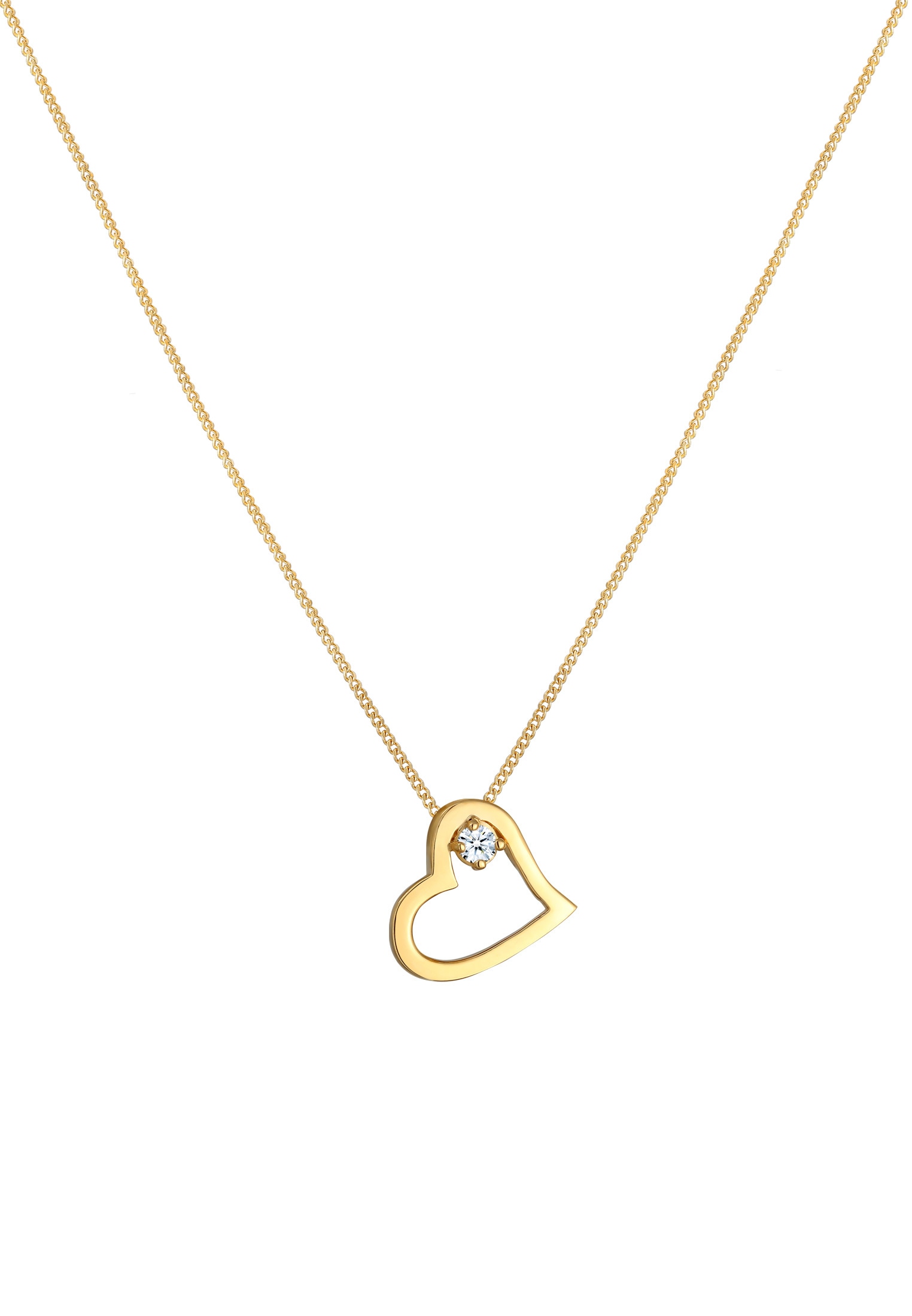 Elli DIAMONDS Collierkettchen »Herz Diamant Weiß Brillantschliff (0.03ct) 585 Gelbgold«