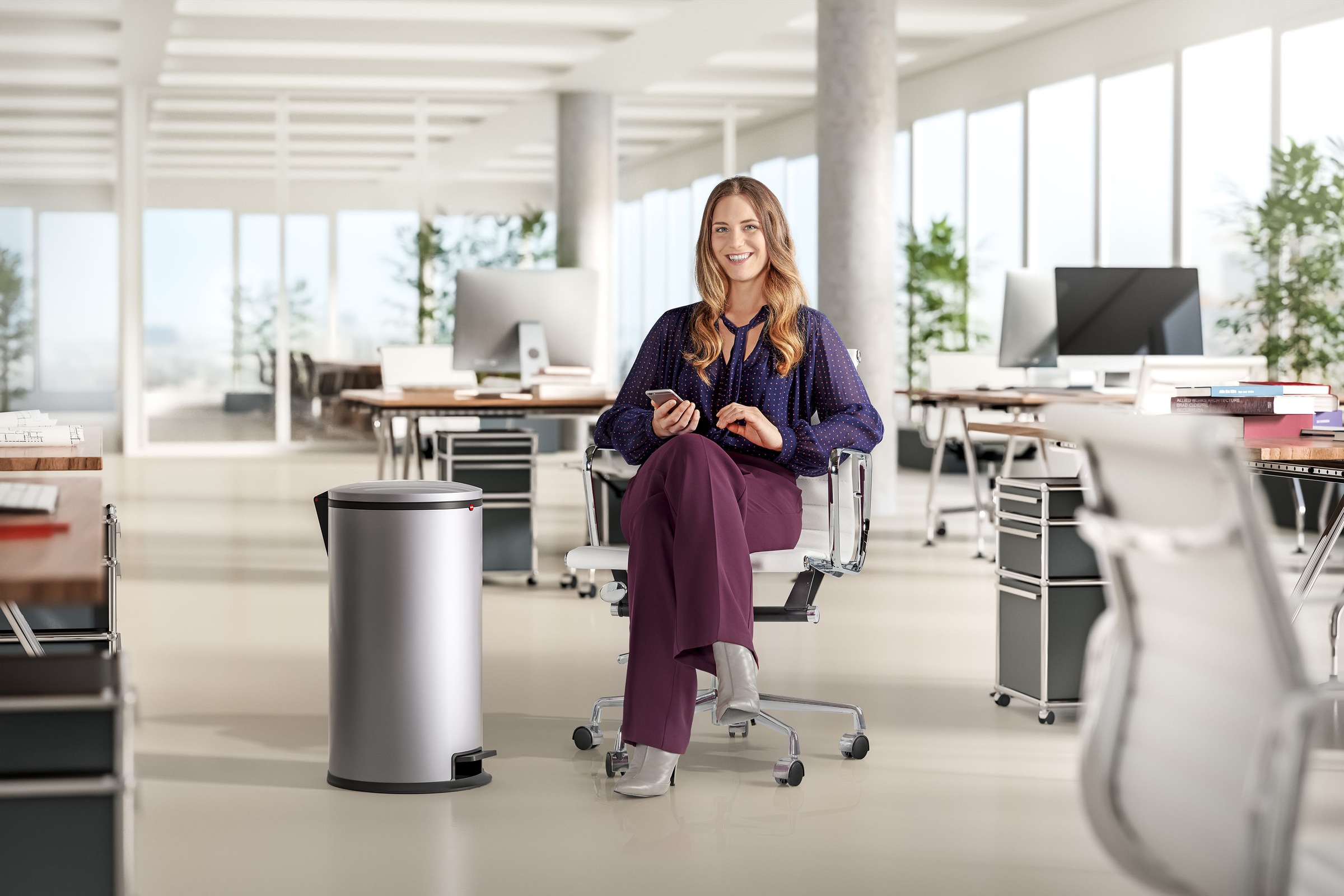 Hailo Mülleimer »Pure XL«, 1 Behälter, 44 l, Stahlblech o. Edelstahl, verzinkter Inneneimer, Made in Germany