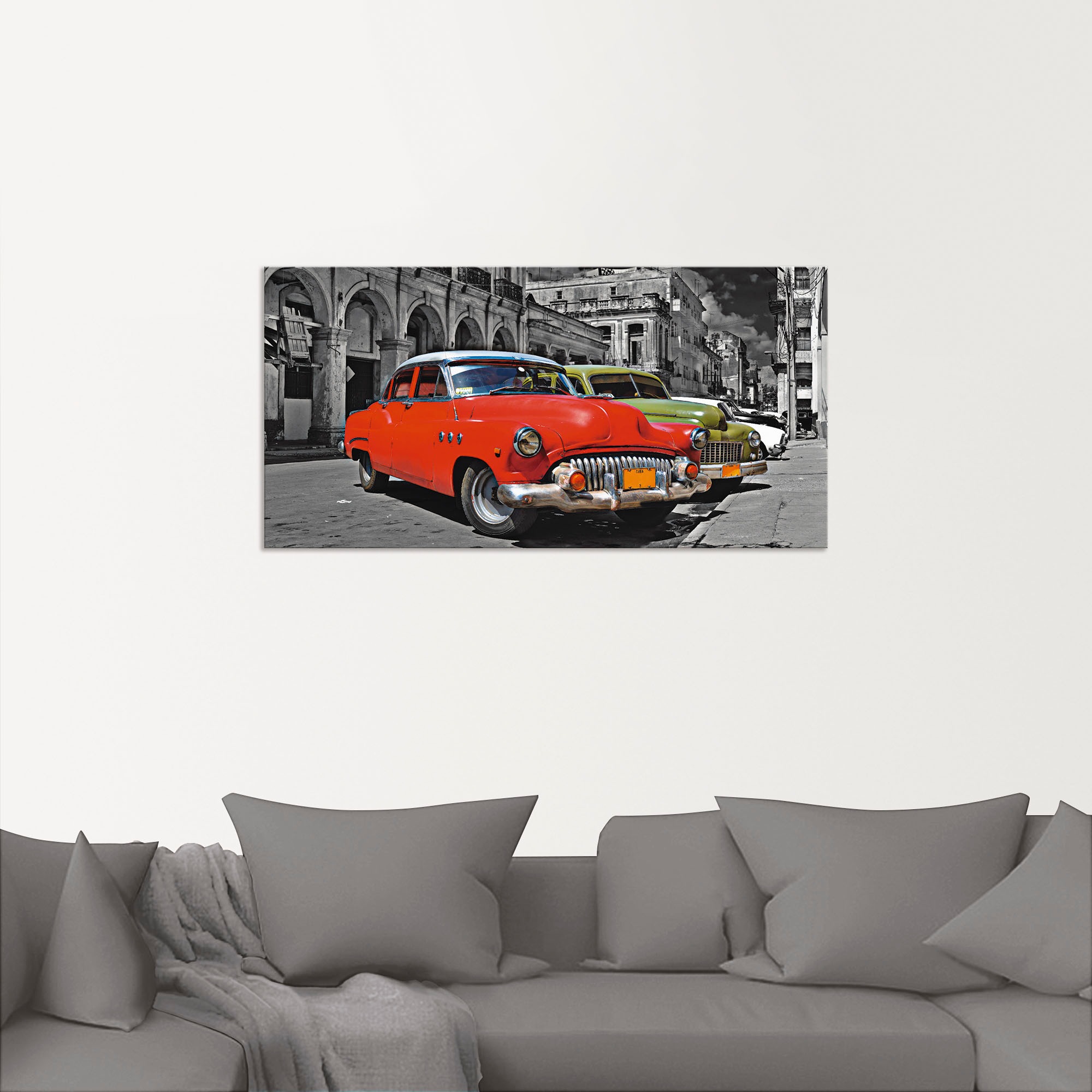 Artland Wandbild »Ansicht von bunten Havanna Autos«, Auto, (1 St.), als Alubild, Outdoorbild, Leinwandbild, Wandaufkleber, versch. Größen