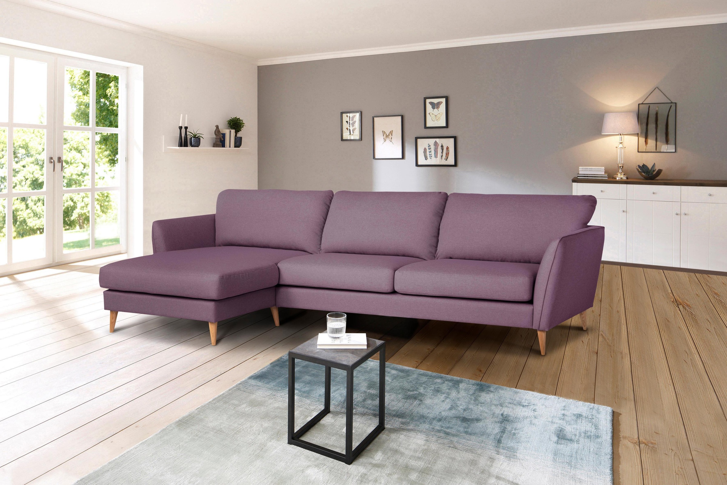 Home affaire Ecksofa »Meersburg, L-Form,«, mit Holzfüßen günstig online kaufen