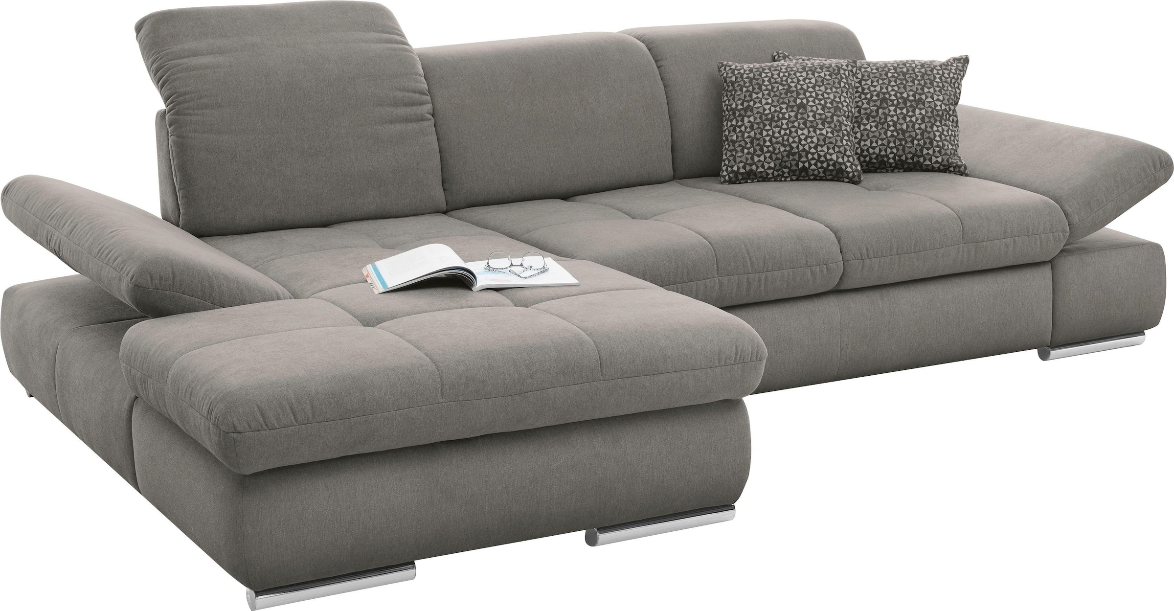 set one by Musterring Ecksofa »SO4100 V«, mit verstellbaren Kopfteilen, wahlweise mit Funktionen, Cord-Bezug