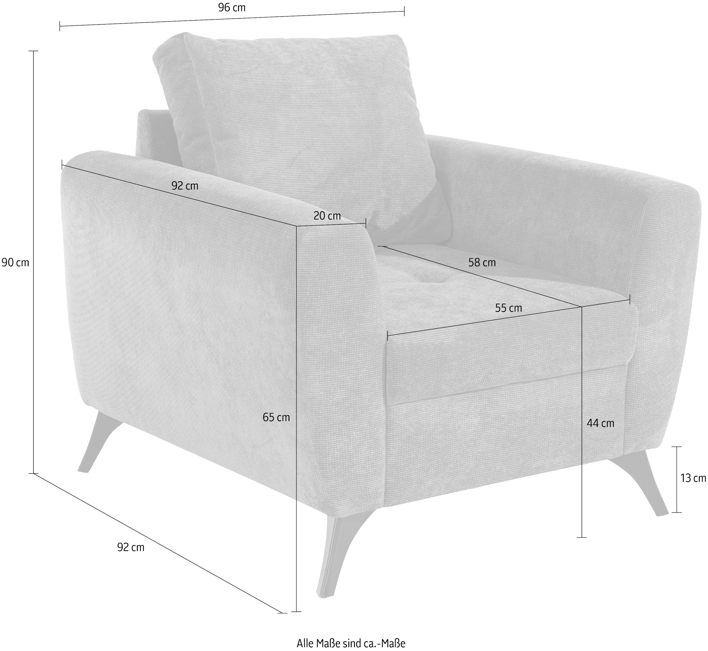 INOSIGN Sessel feine Kissen »Lörby«, auch Raten auf clean-Bezug, Aqua mit kaufen Steppung im lose Sitzbereich