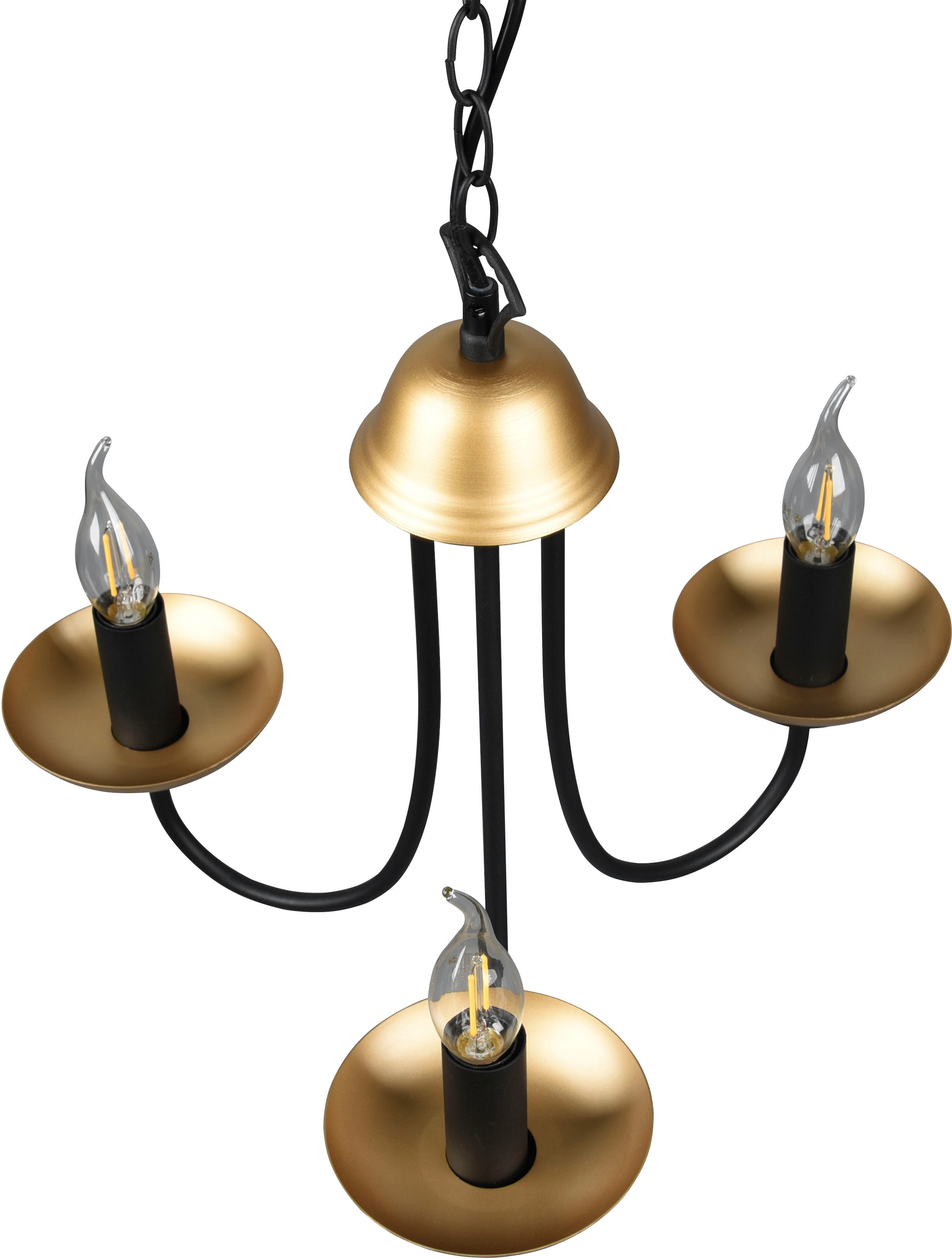 TRIO Leuchten Kronleuchter »Livia«, 3 flammig-flammig, Lüster 3-flammig in  schwarz-gold, exkl 3xE14 (max 28W), Höhe max 150cm online bestellen