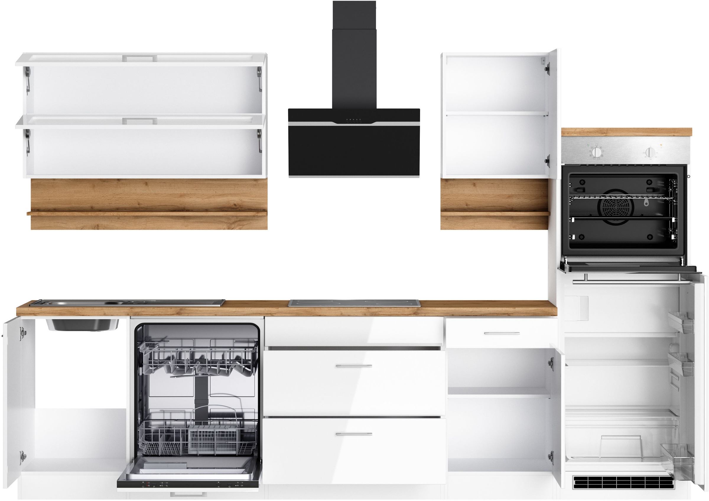 KOCHSTATION Küchenzeile »KS-Milan« 300 cm breit, robuste Metallauszüge, viel Stauraum