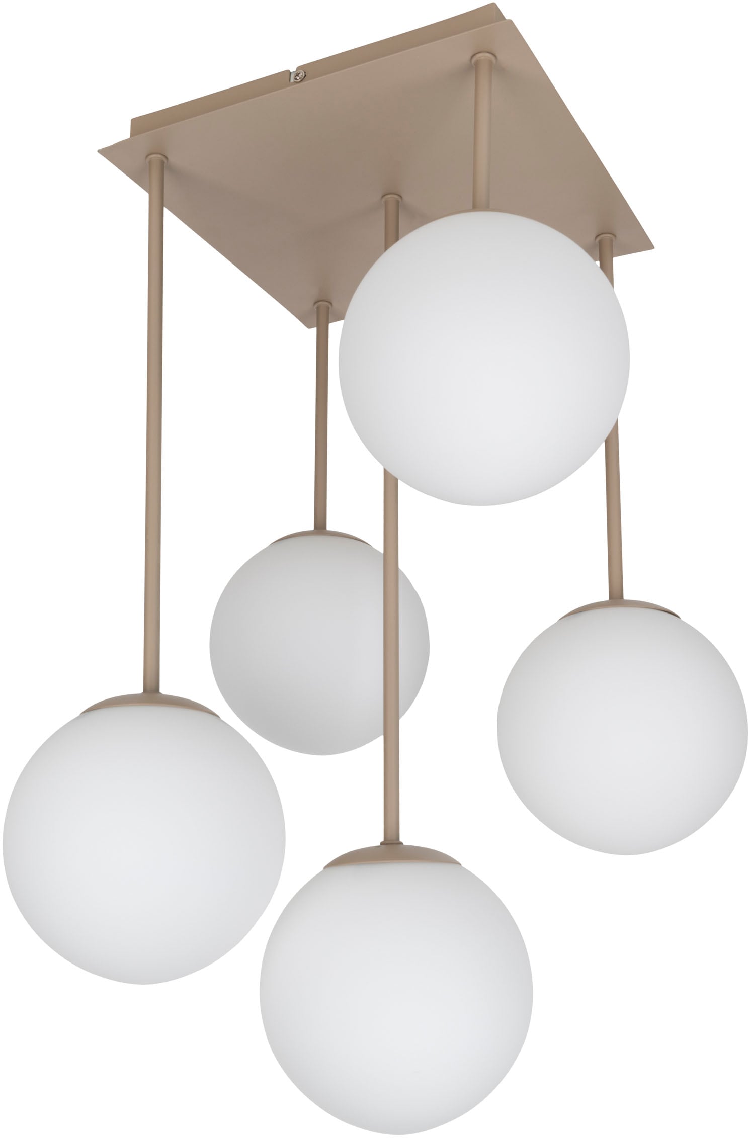 my home Pendelleuchte »Nymölla« E14 1 Stk. 5 Glaskugeln mit je 1x E14 exkl., Gestell eckig beige matt