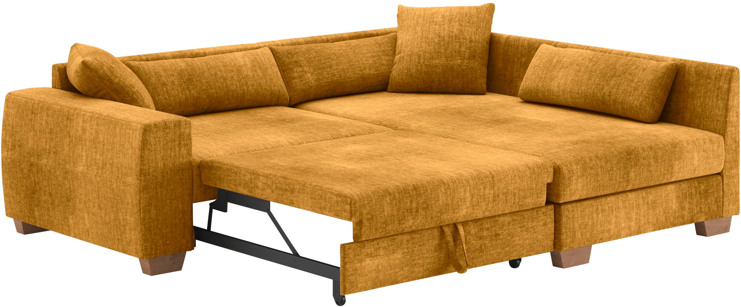Mr. Couch Ecksofa »Helena L-Form, bis 140 kg belastbar«, mit Taschenfederkern, wahlweise mit Bettfunktion