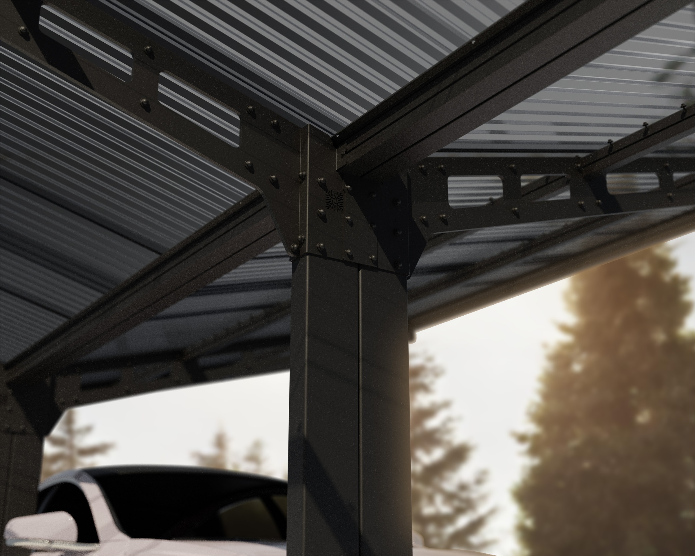Palram - Canopia Doppelcarport »Sydney«, Aluminium, 280 cm, Schwarz, 100% UV-geschützt