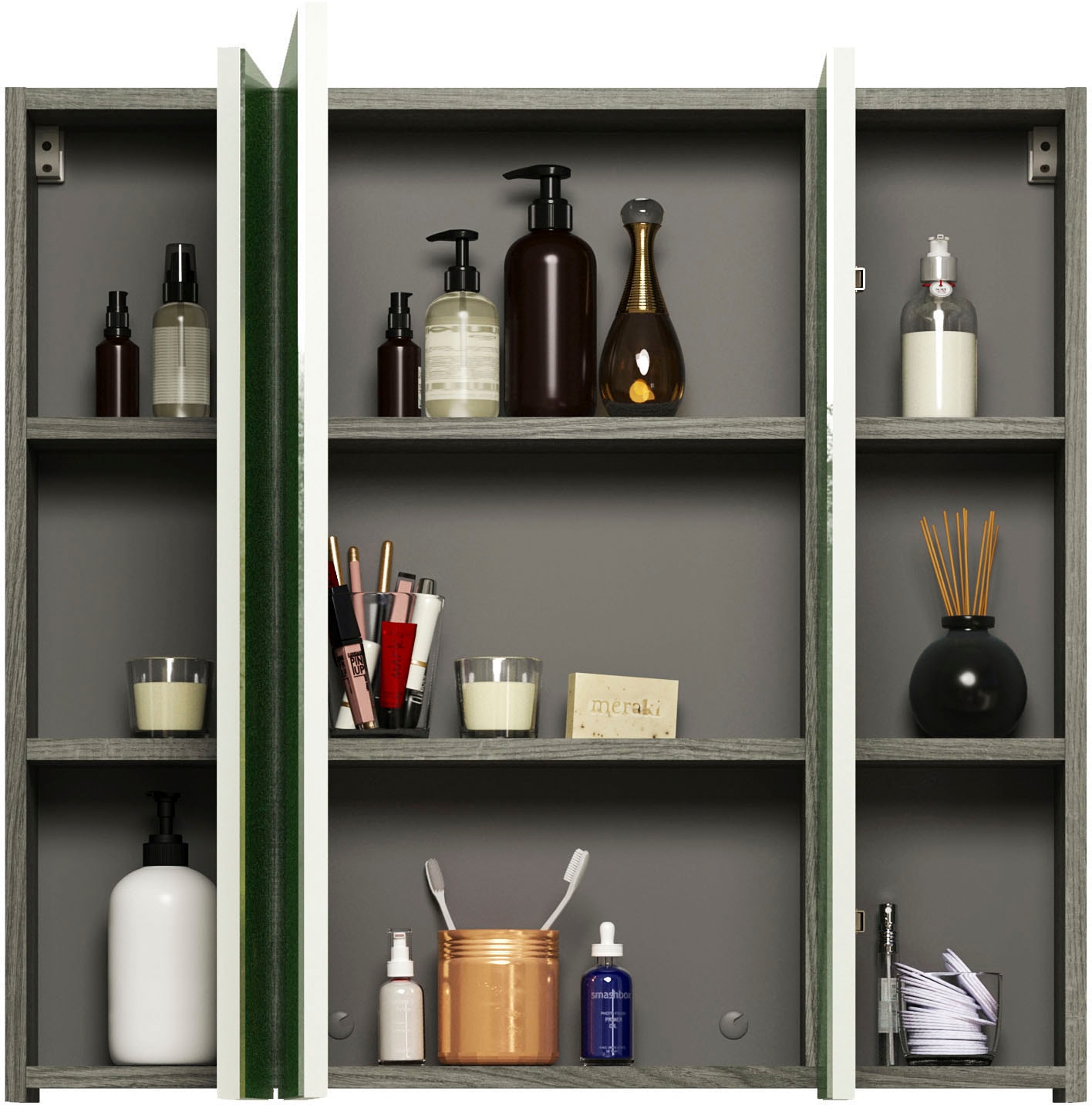 welltime Spiegelschrank »Ravenna«, Badezimmerschrank mit 3 Spiegelflächen - Maße (B/T/H) 80/16/75 cm
