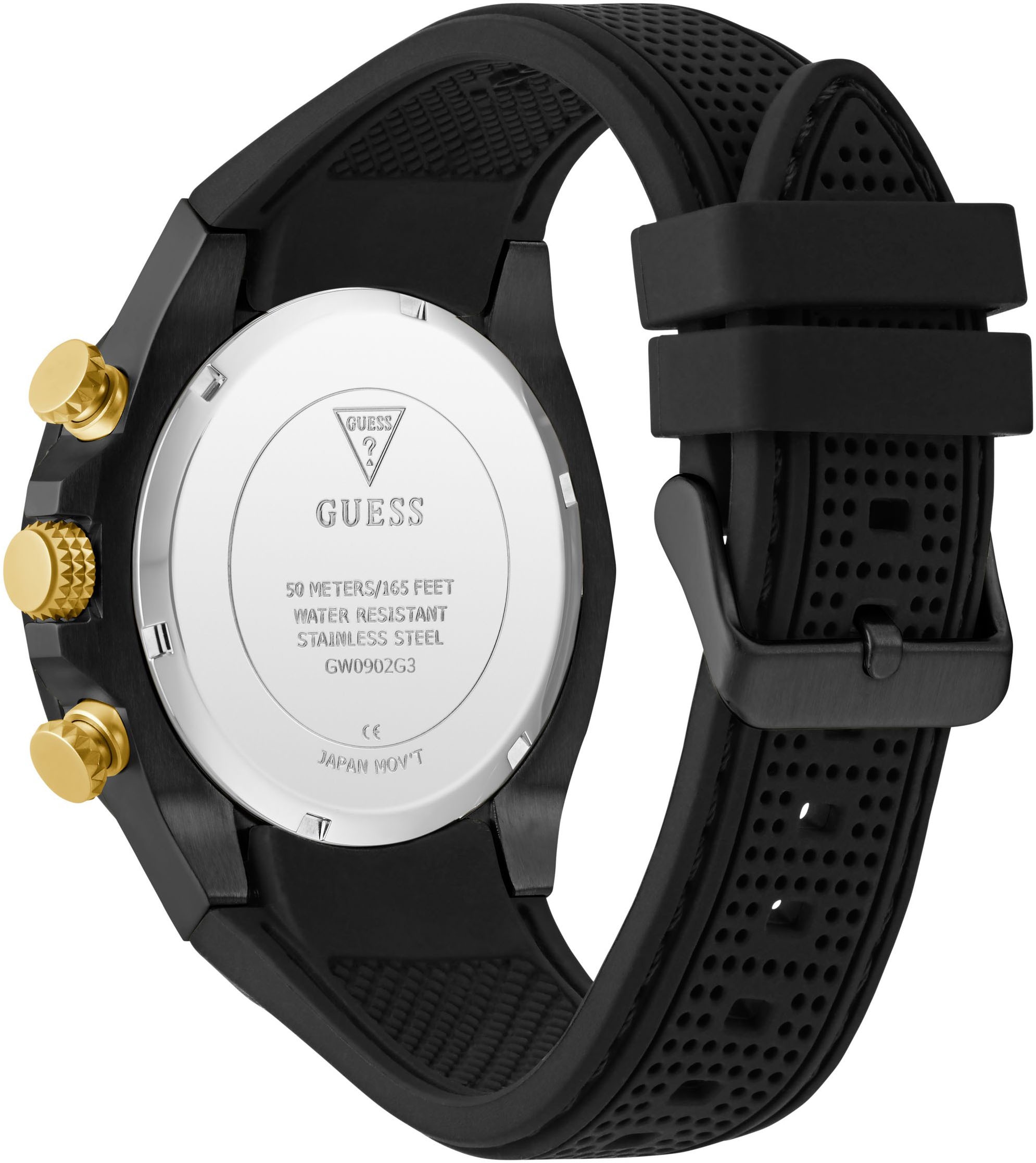 Guess Multifunktionsuhr »D1«, Quarzuhr, Armbanduhr, Herrenuhr, Datum, Wochentag, Silikonarmband