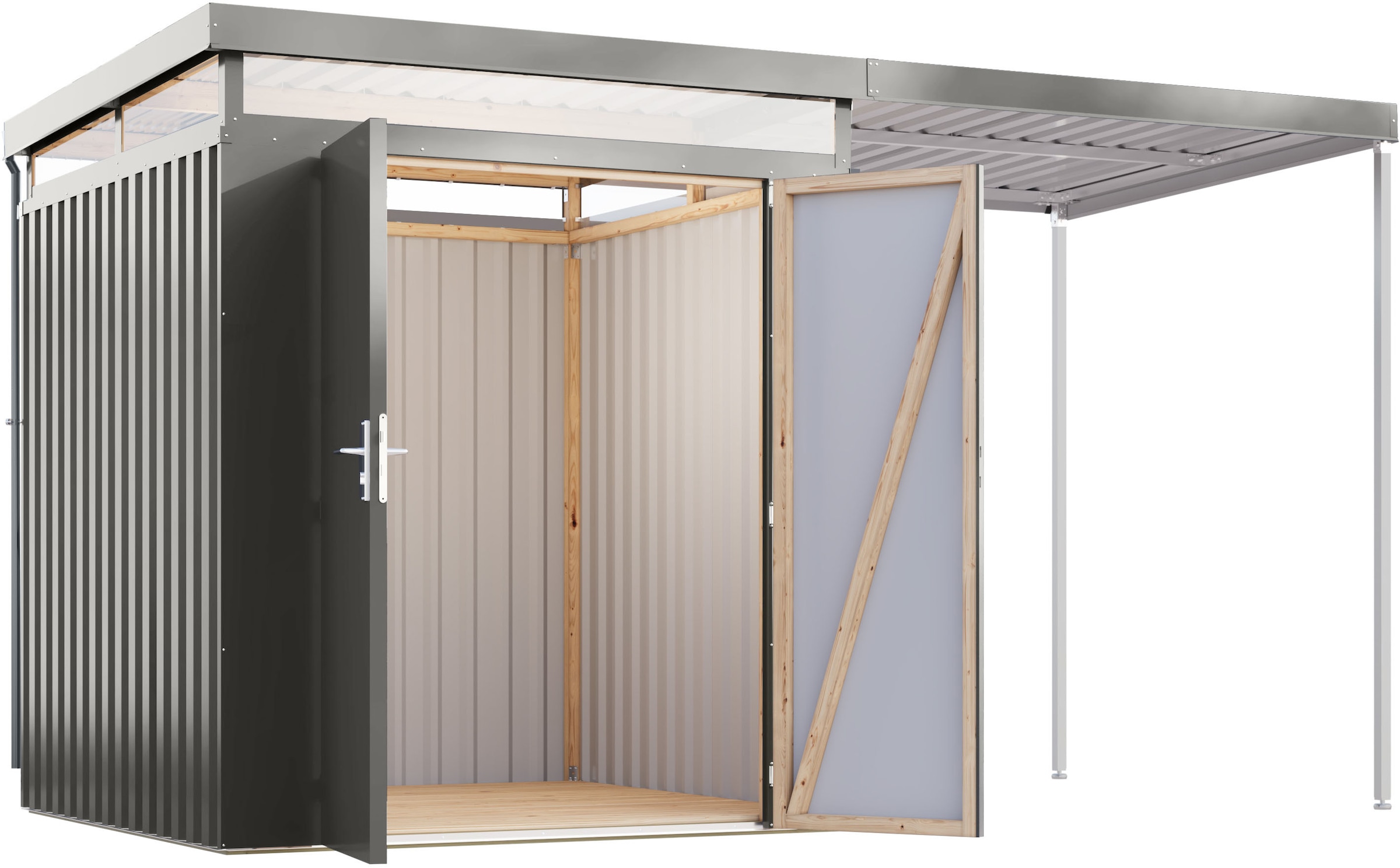 Karibu Gerätehaus »Titanium 2 SET mit Anbaudach« Made in Germany
