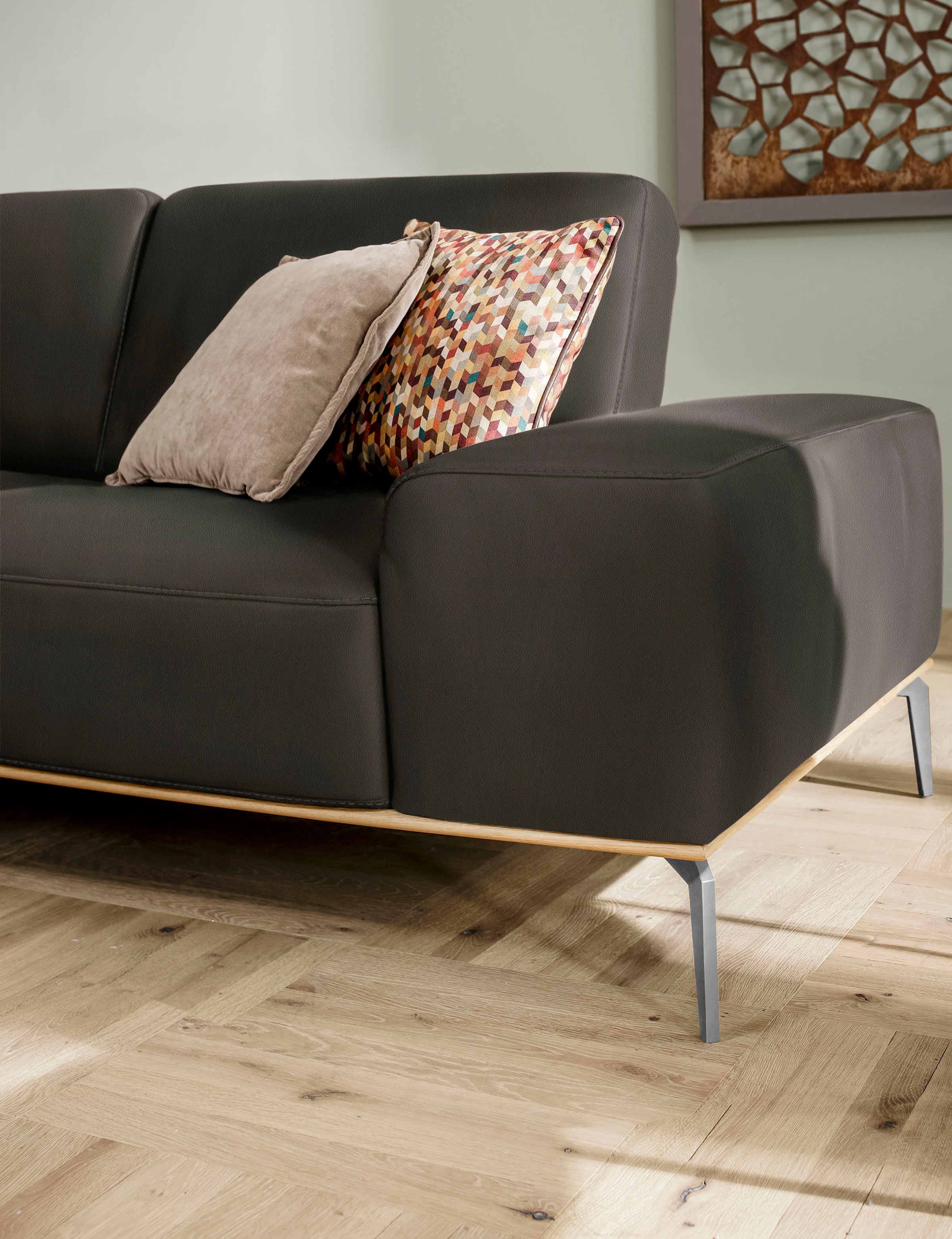 W.SCHILLIG Ecksofa »run, Designsofa mit tollem Sitzkomfort, bequem, L-Form«, mit elegantem Holzsockel, Füße in Chrom glänzend, Breite 319 cm