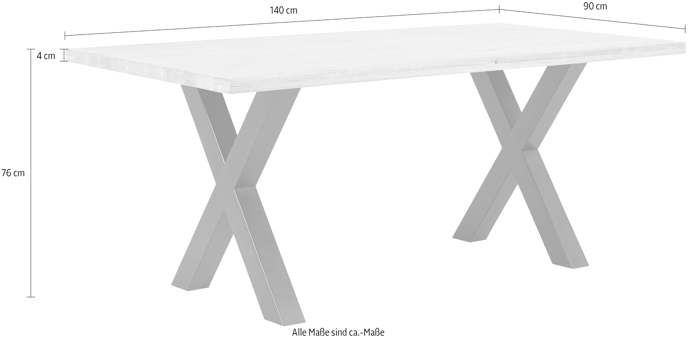 massivline&more Esstisch »Jakarta, Küchentisch, Tisch, Esstisch, Holztisch«, (2 St.), Platte massiv, Gestell Metall pulverbeschichtet schwarz