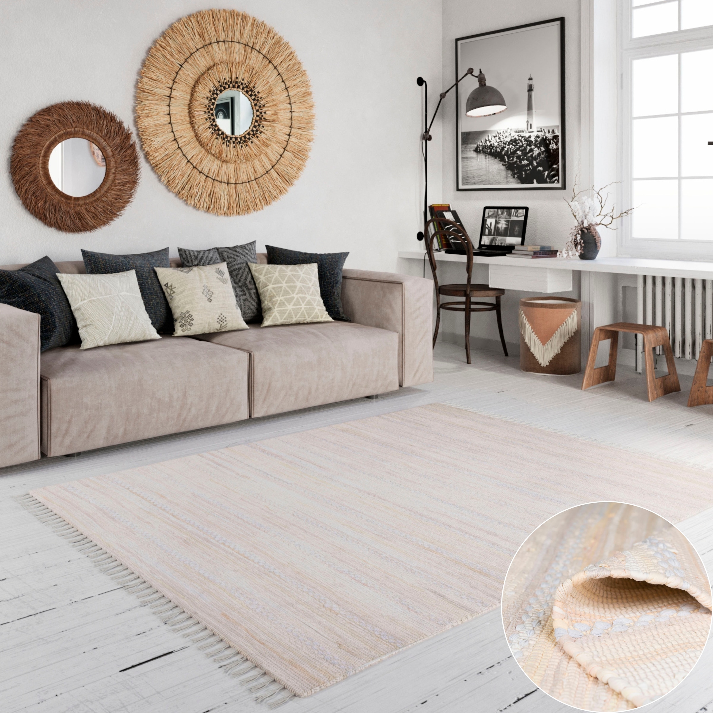 Home affaire Teppich »Nickelberg«, rechteckig, 90% Baumwolle, handgewebt, m günstig online kaufen