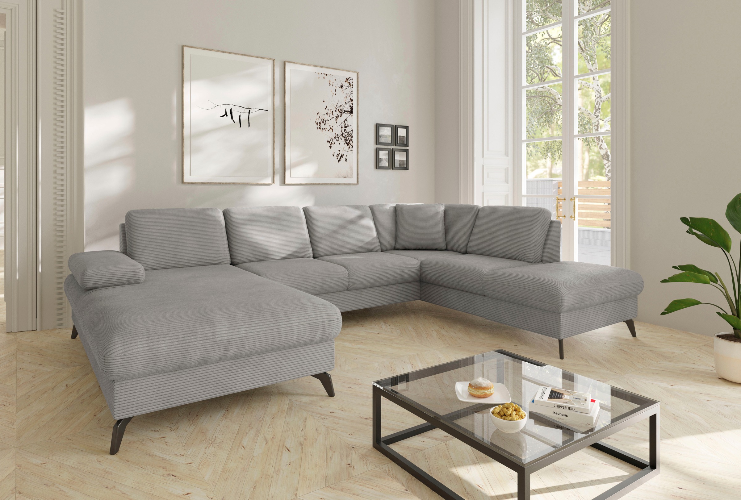 sit&more Wohnlandschaft »Morris Jubi U-Form«, inkl. Armteilfunktion und 1 Zierkissen, wahlweise mit Bettfunktion