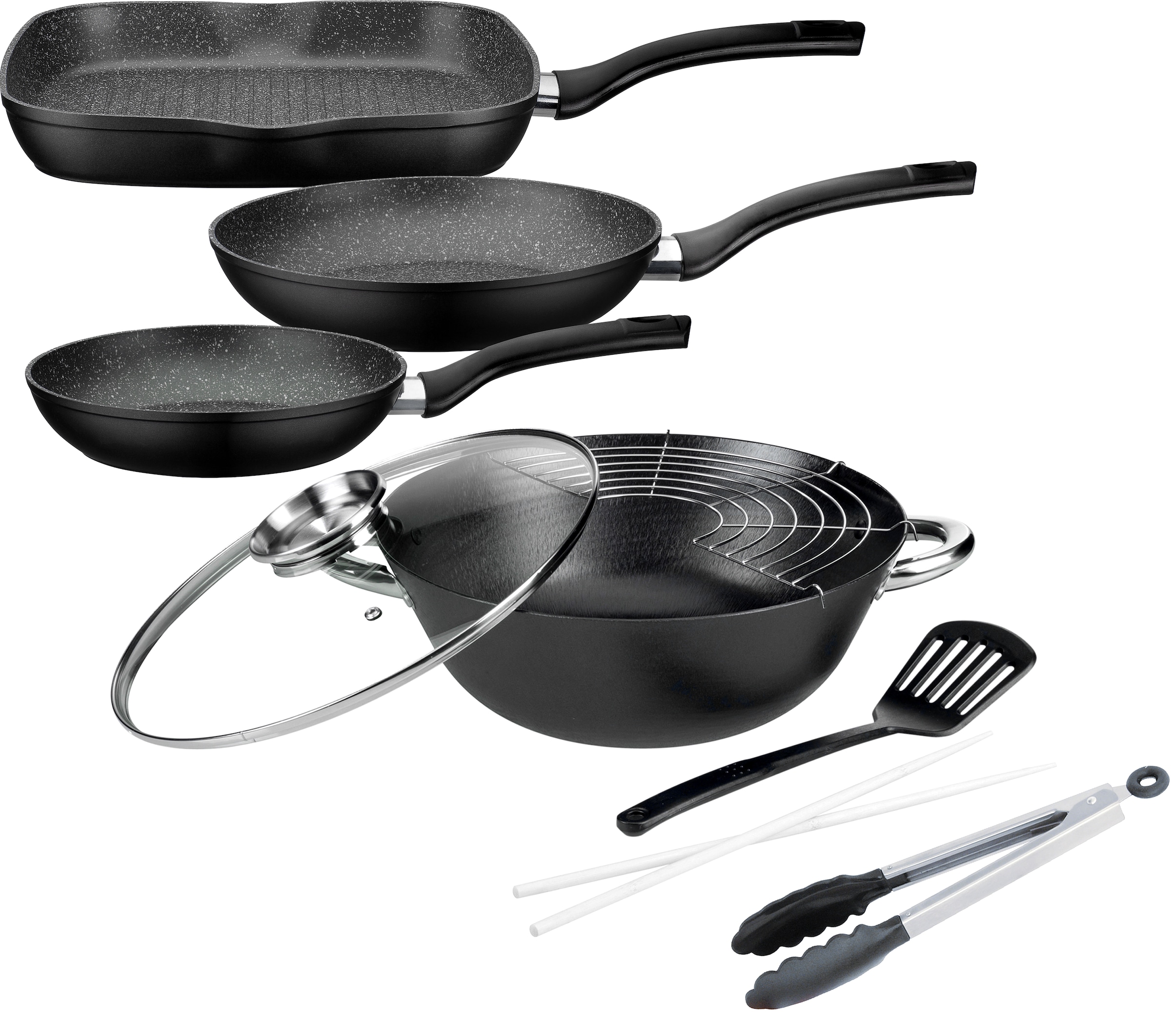 GSW Topf-Set »Gourmet Granit«, Gusseisen, (Set, 6 tlg., 1x Bratpfanne Ø 20/ günstig online kaufen