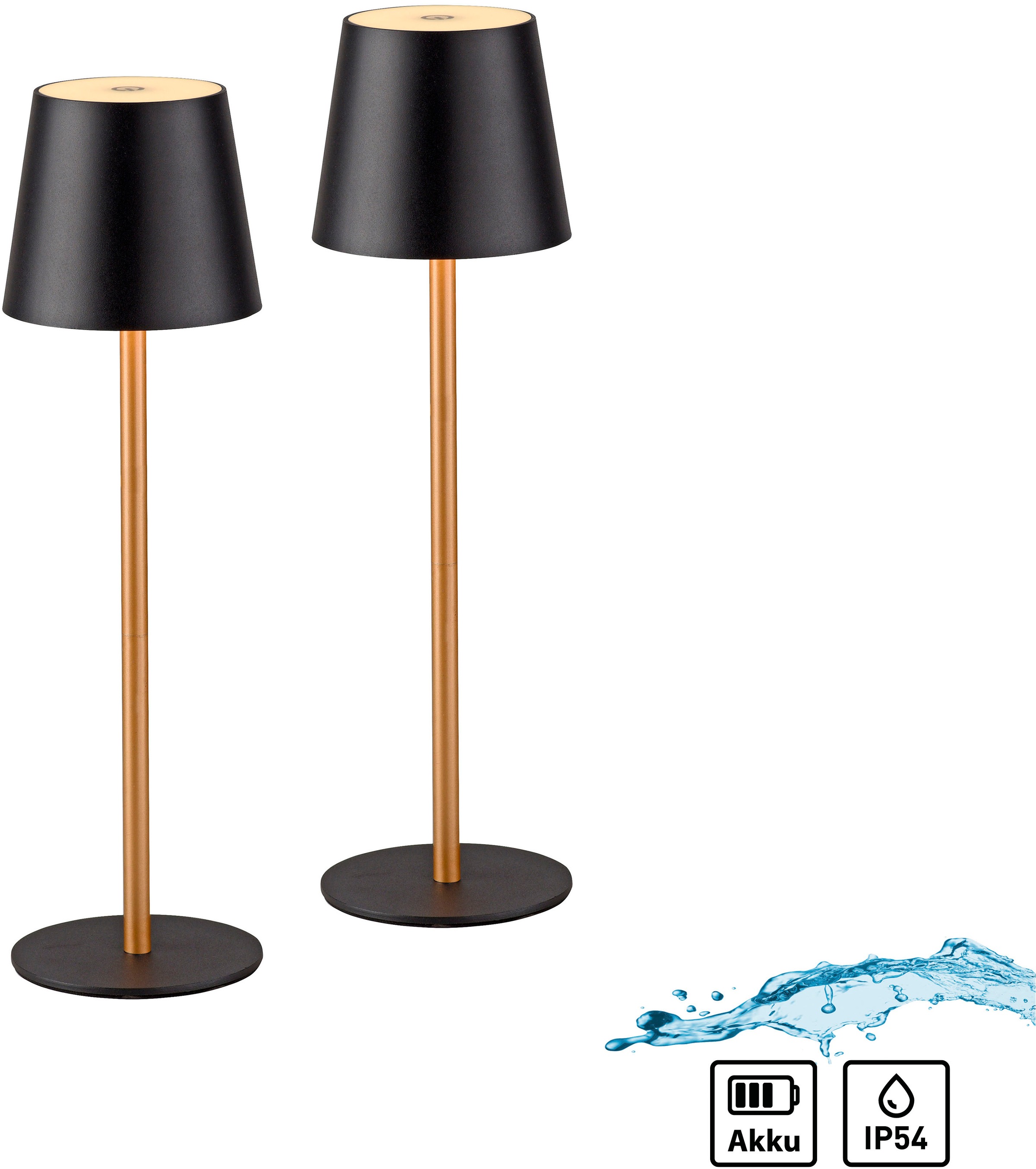 JUST LIGHT LED Tischleuchte »EURIA, 2er Set« LED-Board 2 Stk. Warmweiß LED Akku Tischlampe