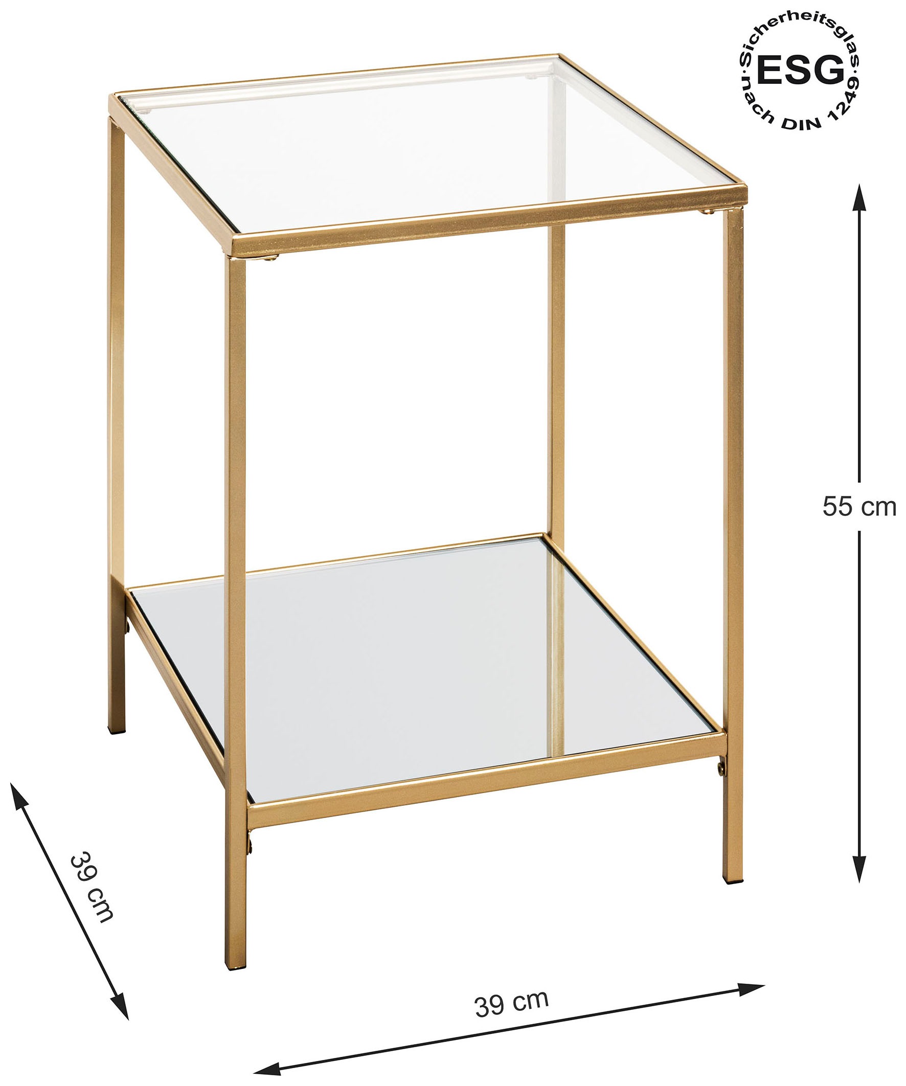 HAKU Beistelltisch »Sofatisch, Wohnzimmertisch« 1 Stk. tlg. quadratisch - aus Metall Gold B/T/H 39/39/55 cm