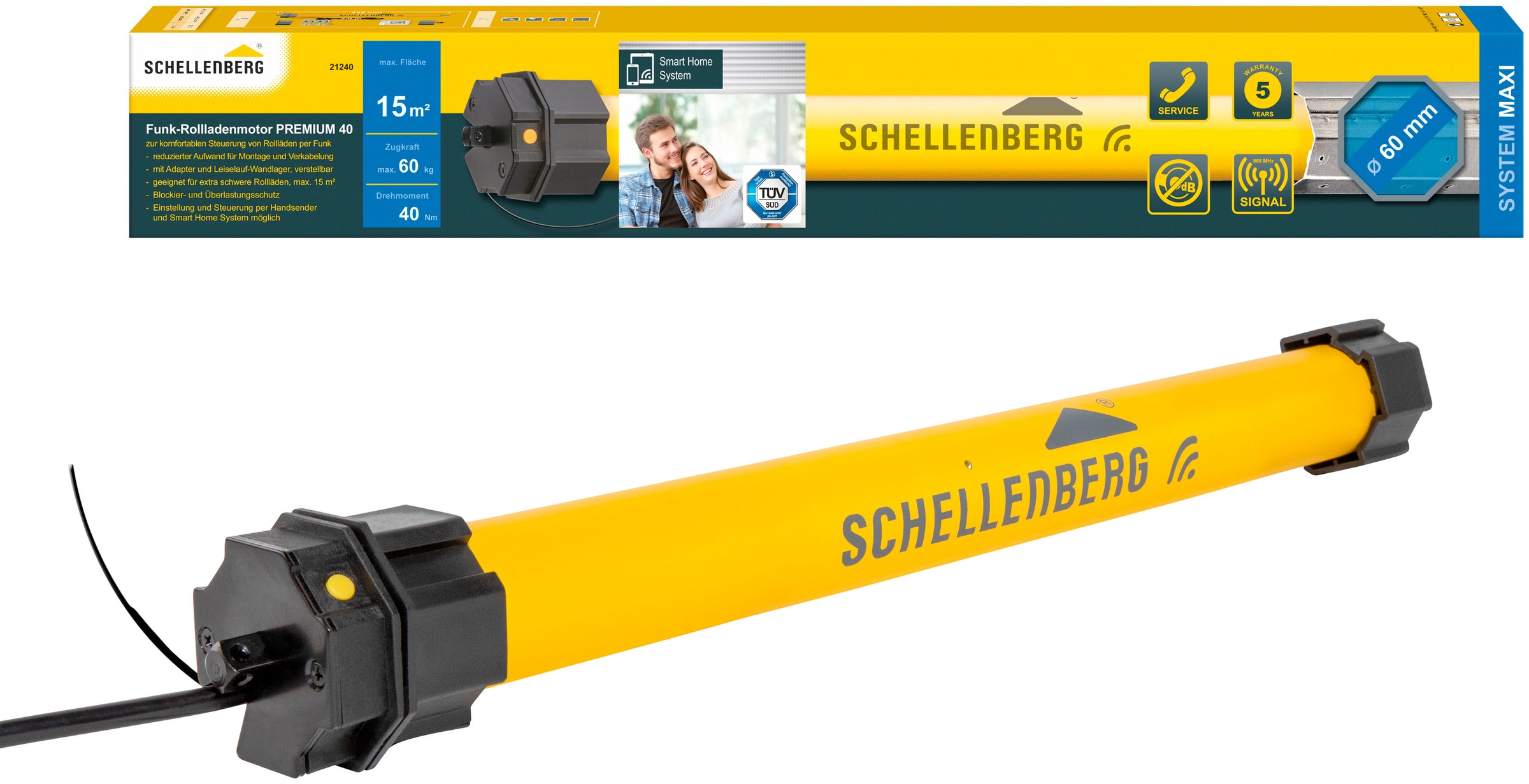 SCHELLENBERG Rollladenmotor »Premium, Rohrmotor mit Funk Endlageneinstellun günstig online kaufen