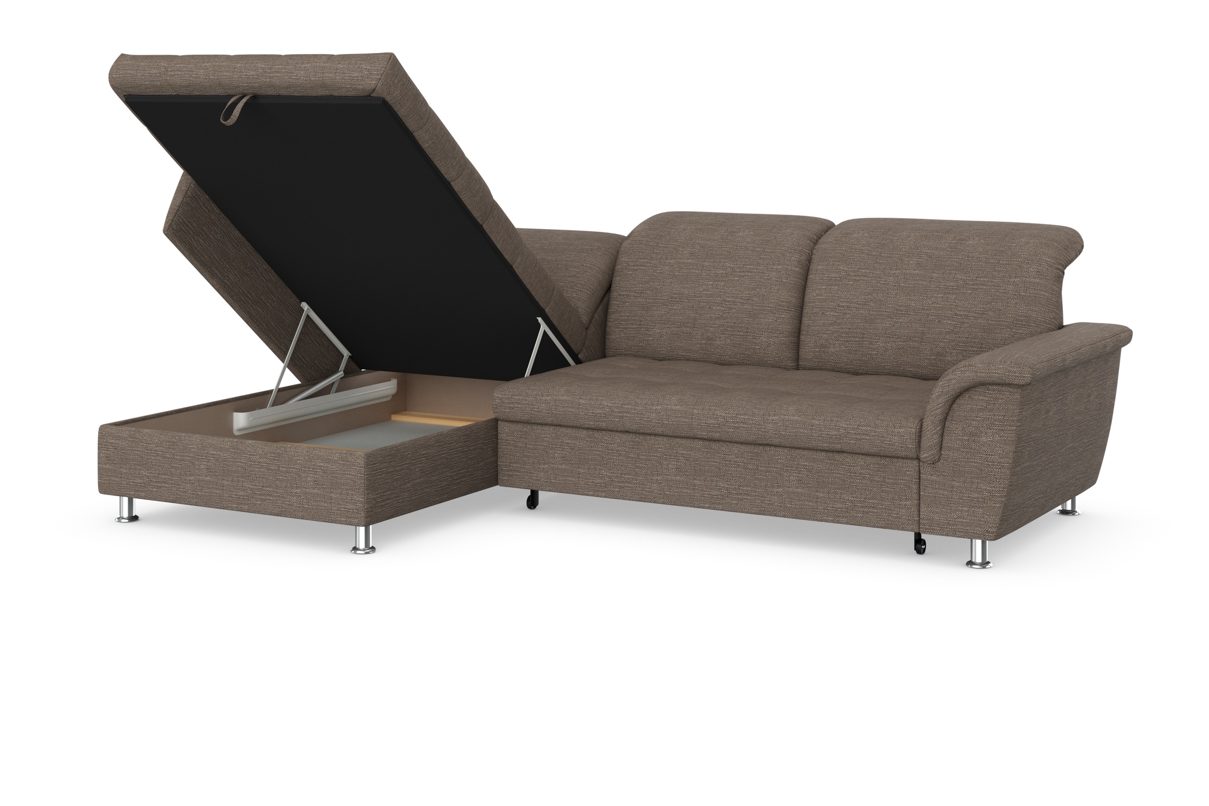 DOMO collection Ecksofa Franzi, wahlweise mit Bettfunktion, Bettkasten und Kopfteilverstellung