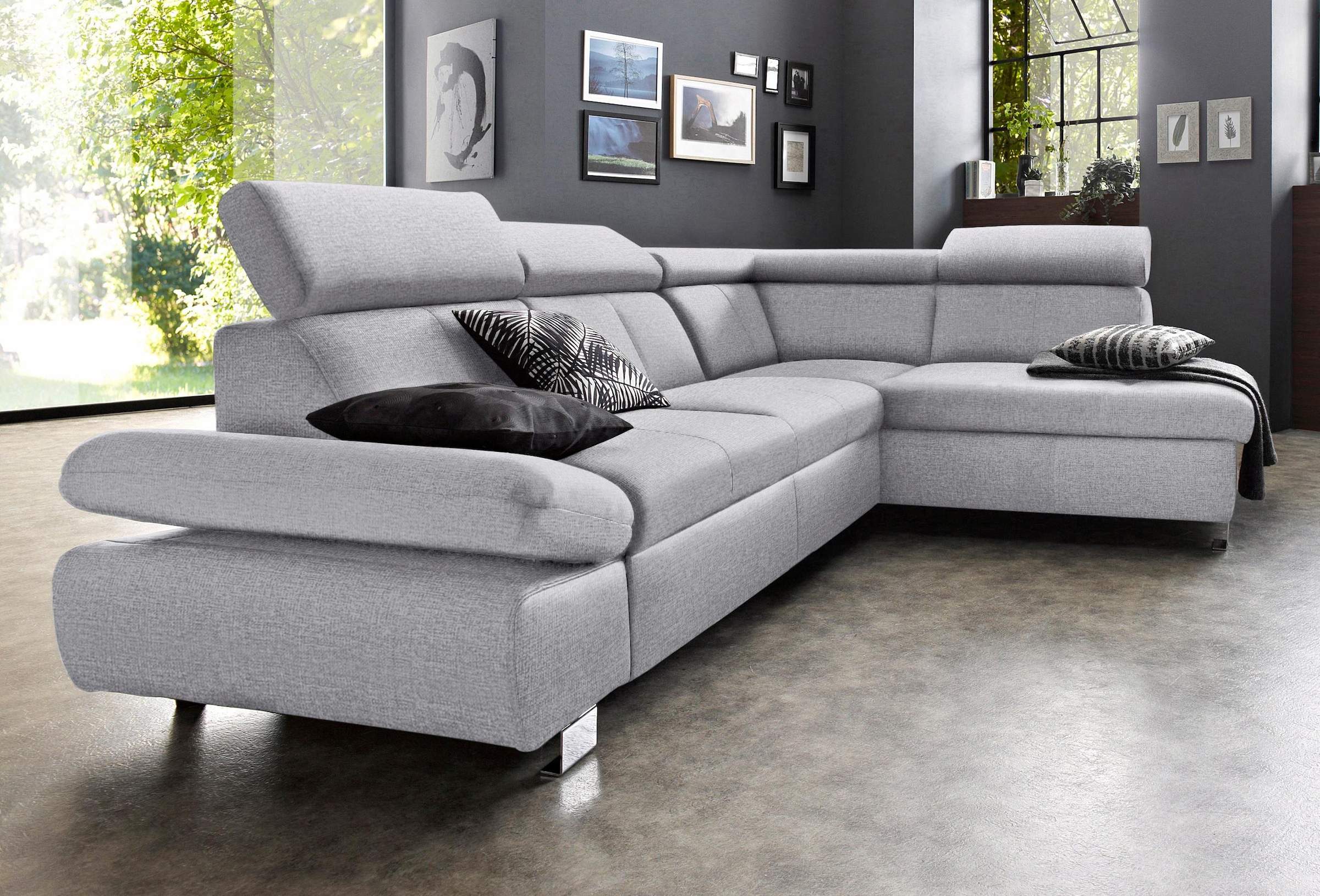 exxpo - sofa fashion Ecksofa "Happy, inkl. Kopf- und Armteilverstellung, L- günstig online kaufen