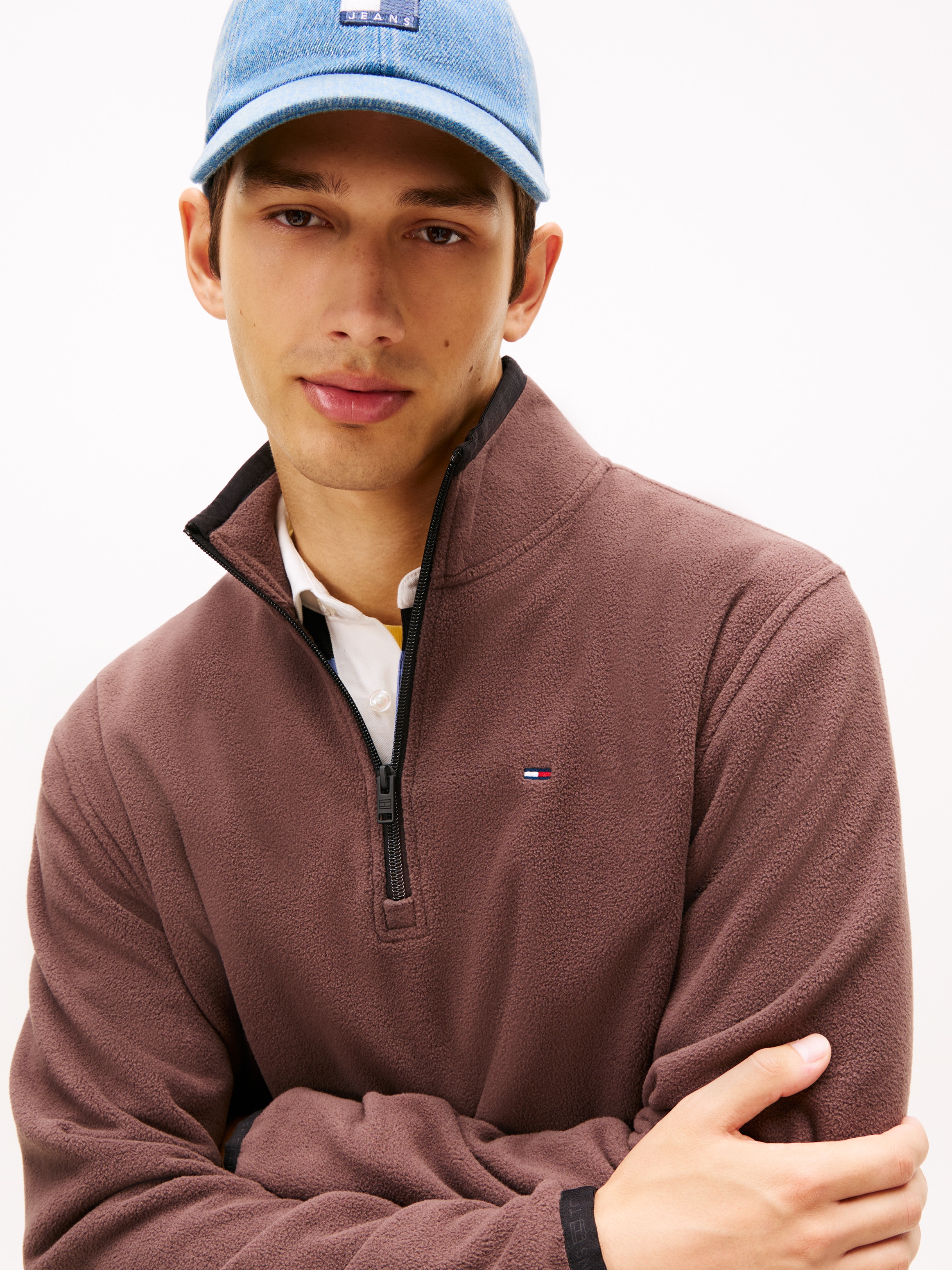 Tommy Jeans Fleecepullover »TJM FLAG POLAR FLEECE«, normale Passform, Troyer
