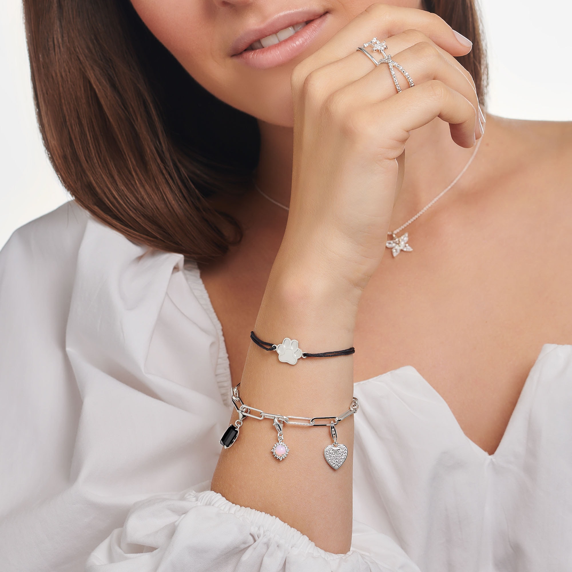 THOMAS SABO Charm-Einhänger »Stein, 1866-166-7«, mit Glas-Keramik Stein, Zirkonia (synth.)