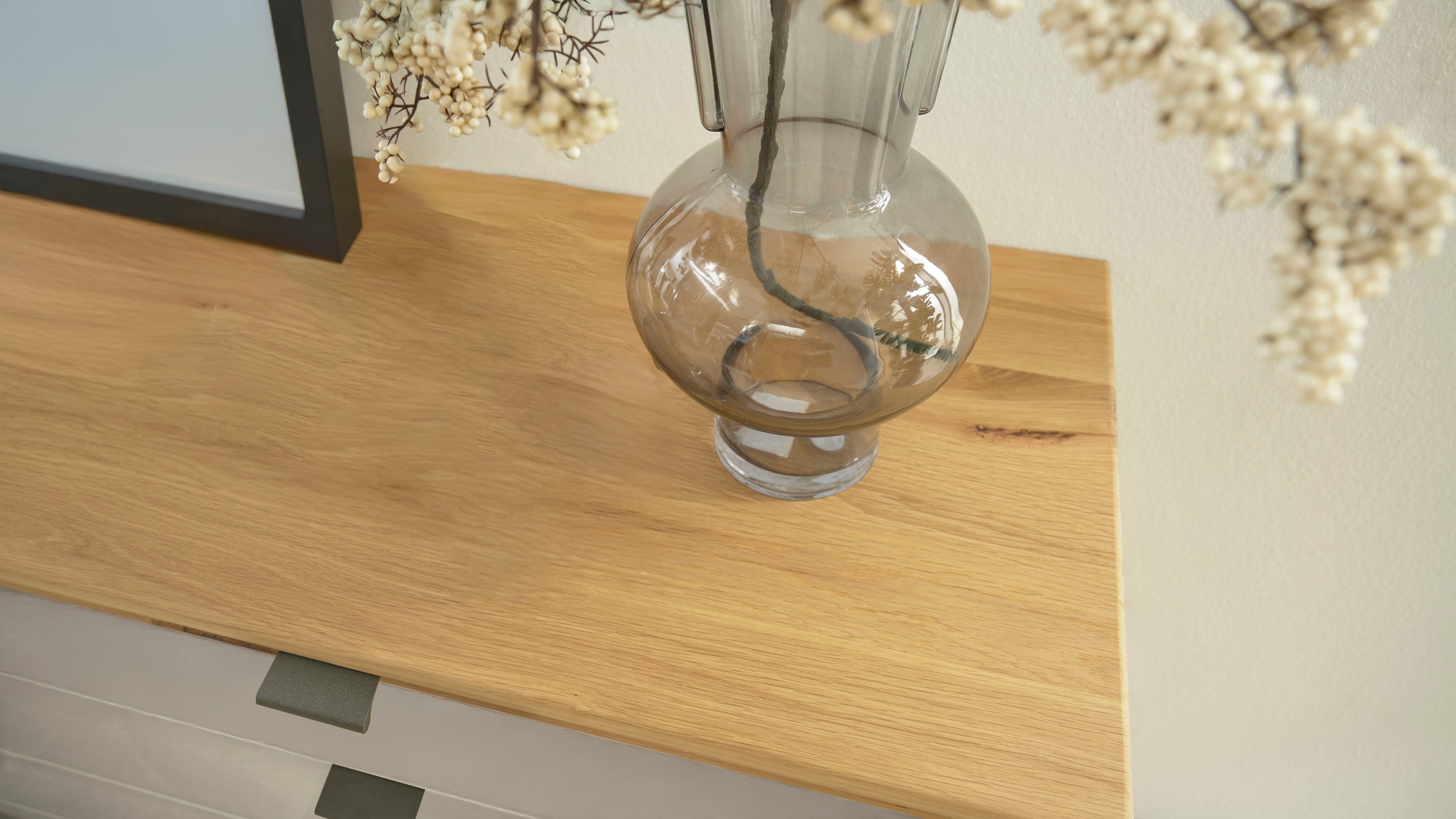 WIEMANN Schubkastenkommode »Cardiff Sideboard, Wäscheschrank, teilmassiv Bianco-Eiche, Schubladen« Glas- oder Massivholzfront, verschiedene Breiten, MADE IN GERMANY,  Schubkästen inklusive Selbsteinzug und Dämpfung