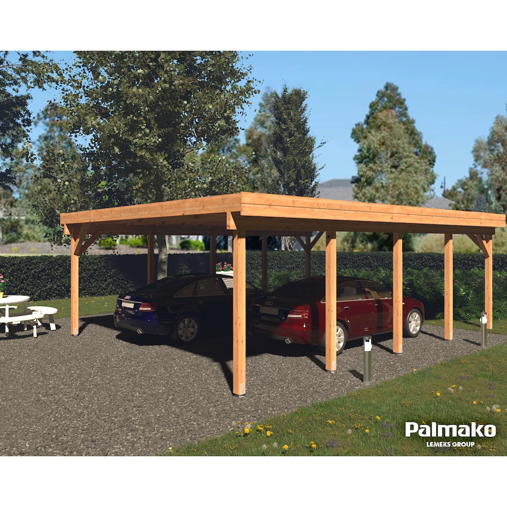 Palmako Doppelcarport »Karl«, Holz, hellbraun