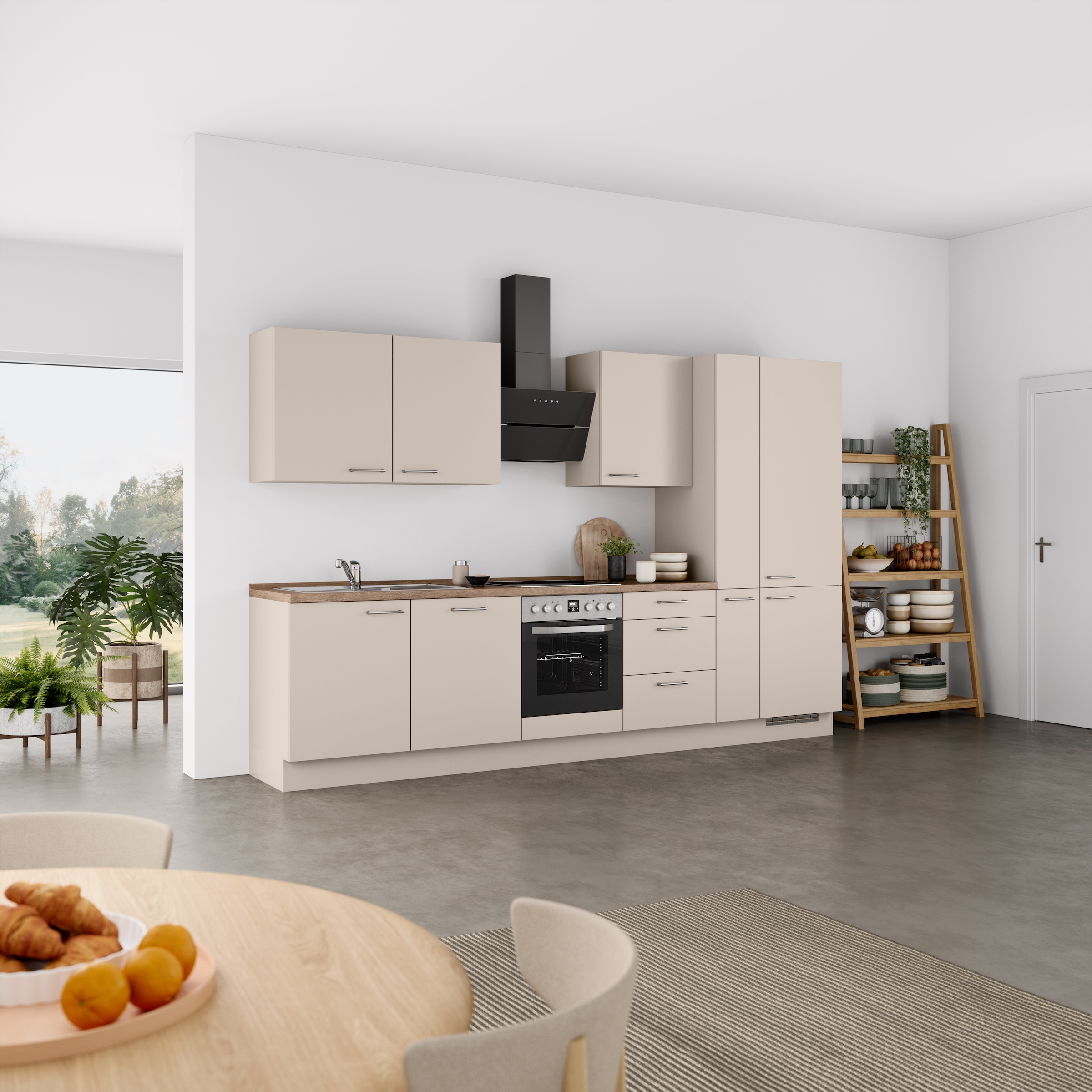 nobilia® Küchenzeile »"Laser II", Ausrichtung wählbar, Breite 330 cm« vormontiert, wahlw. mit unterschiedlichen E-Geräten-Sets