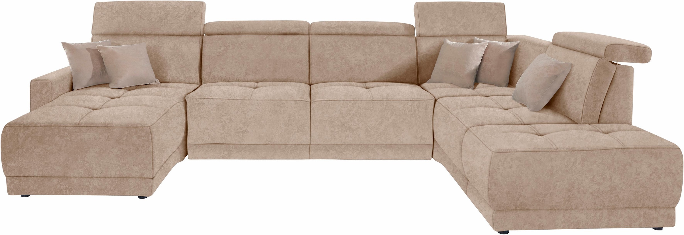 DOMO collection Wohnlandschaft »Ava moderne Sitzheftung mit toller Doppelnaht, komfortabel, U-Form« mit Federkern, wahlweise mit Kopfteilverstellungen