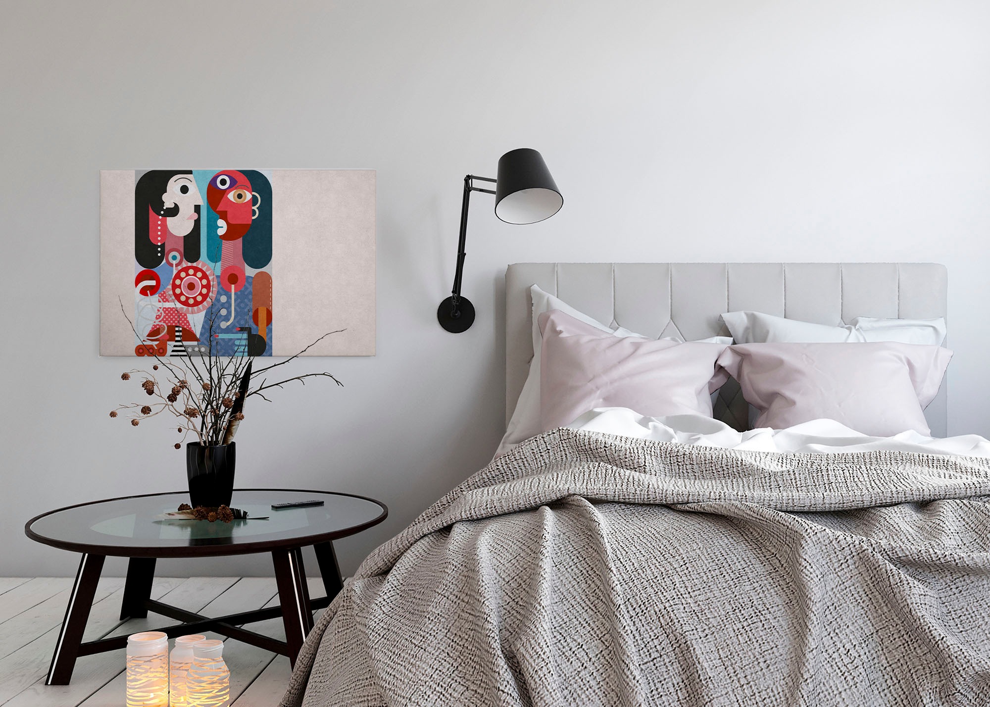 A.S. Création Leinwandbild »couples 3«, Kunst-Abstrakt-Kinder, (1 St.), Keilrahmen Bild Bunt Abstrakt Menschen Leinwand-Bild Wohnzimmer modern