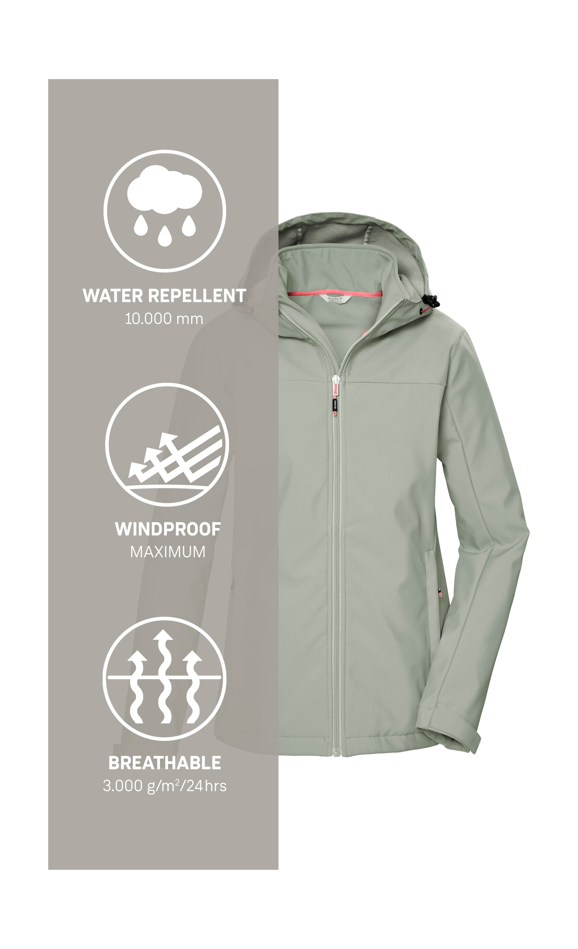 Killtec Softshelljacke »KOS 102 WMN SFTSHLL JCKT«, Wasserabweisende, atmungsaktive Softshelljacke, PFAS-frei imprägniert
