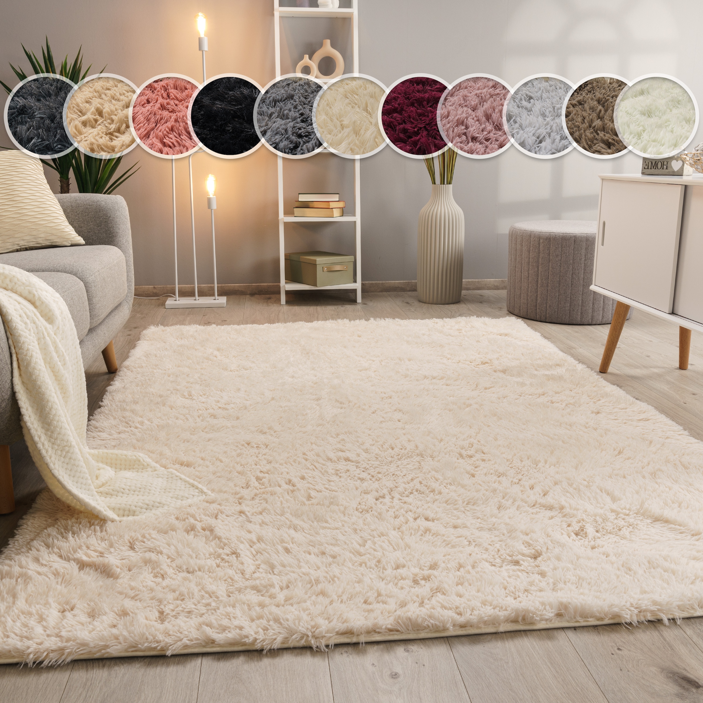 Paco Home Hochflor-Teppich »Silky 591« rechteckig 37 mm Höhe Uni-Farben, besonders weich und kuschelig