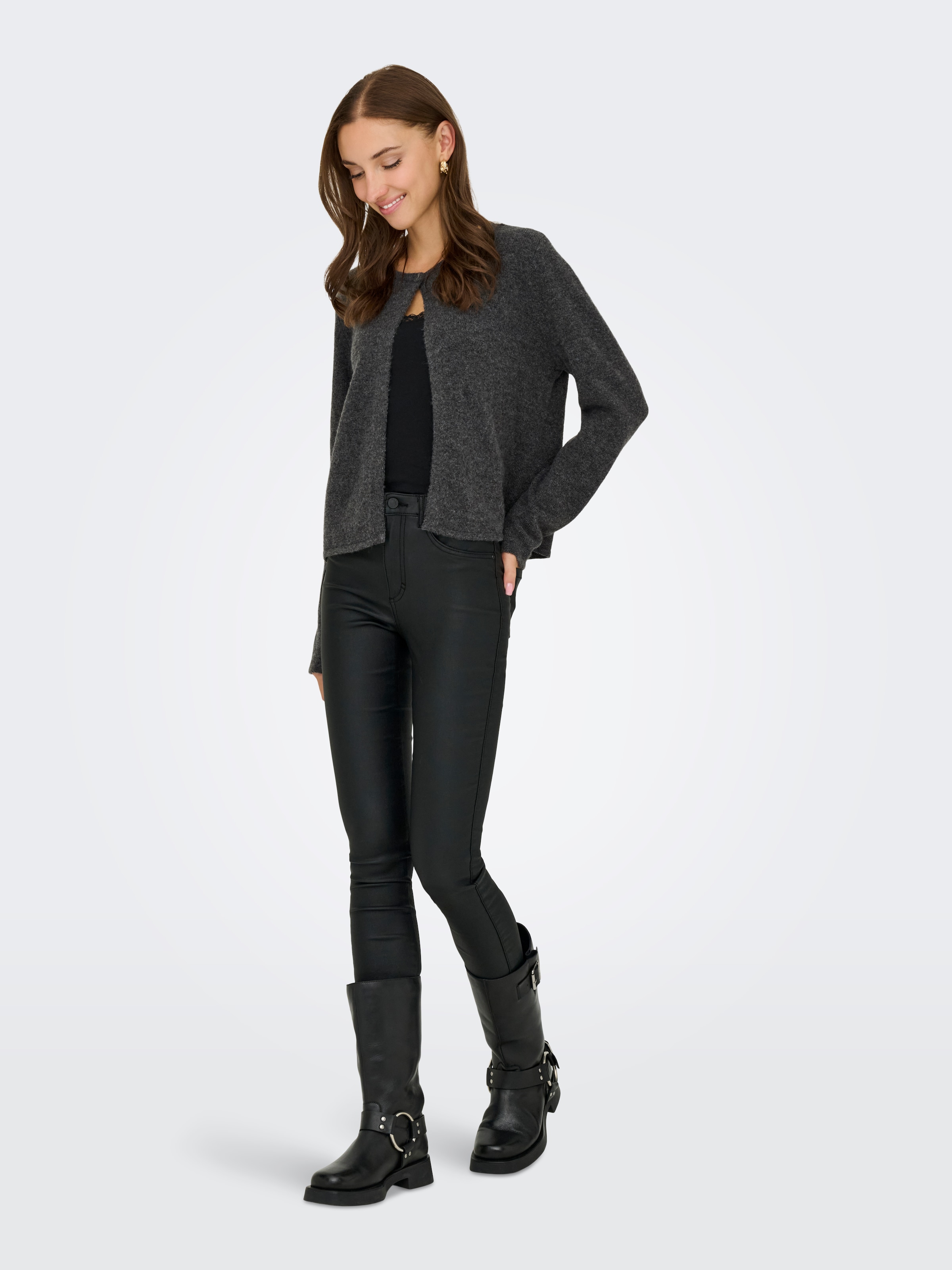 JDY Strickjacke »JDYRUE LIFE L/S ONEBUTTON CARDI KNT NOOS« Materialmix
