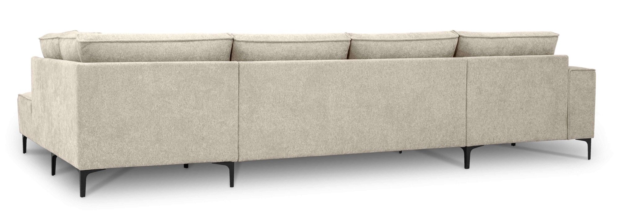 Places of Style Wohnlandschaft »XXL Sofa Oland, Struktur, Flachgewebe, Luxus-Microfaser, Boucle«, U-Form, 345 cm, Wellenunterfederung, Skandi-Design, Metallfüße