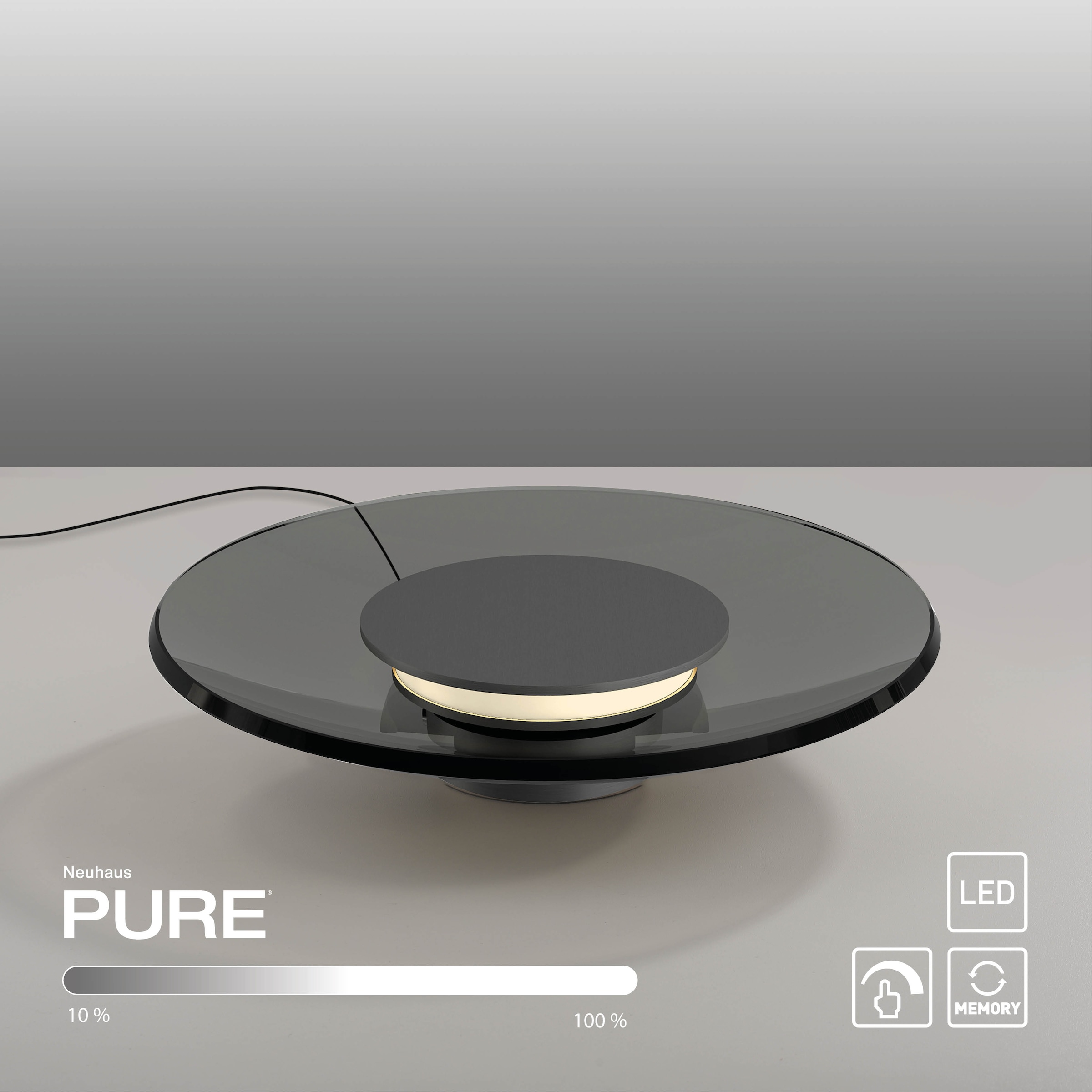 Neuhaus PURE LED Tischleuchte »PURE Moon« LED-Board 1 Stk. Warmweiß Stufenloses dimmen per Touchdimmer, Rauchglas