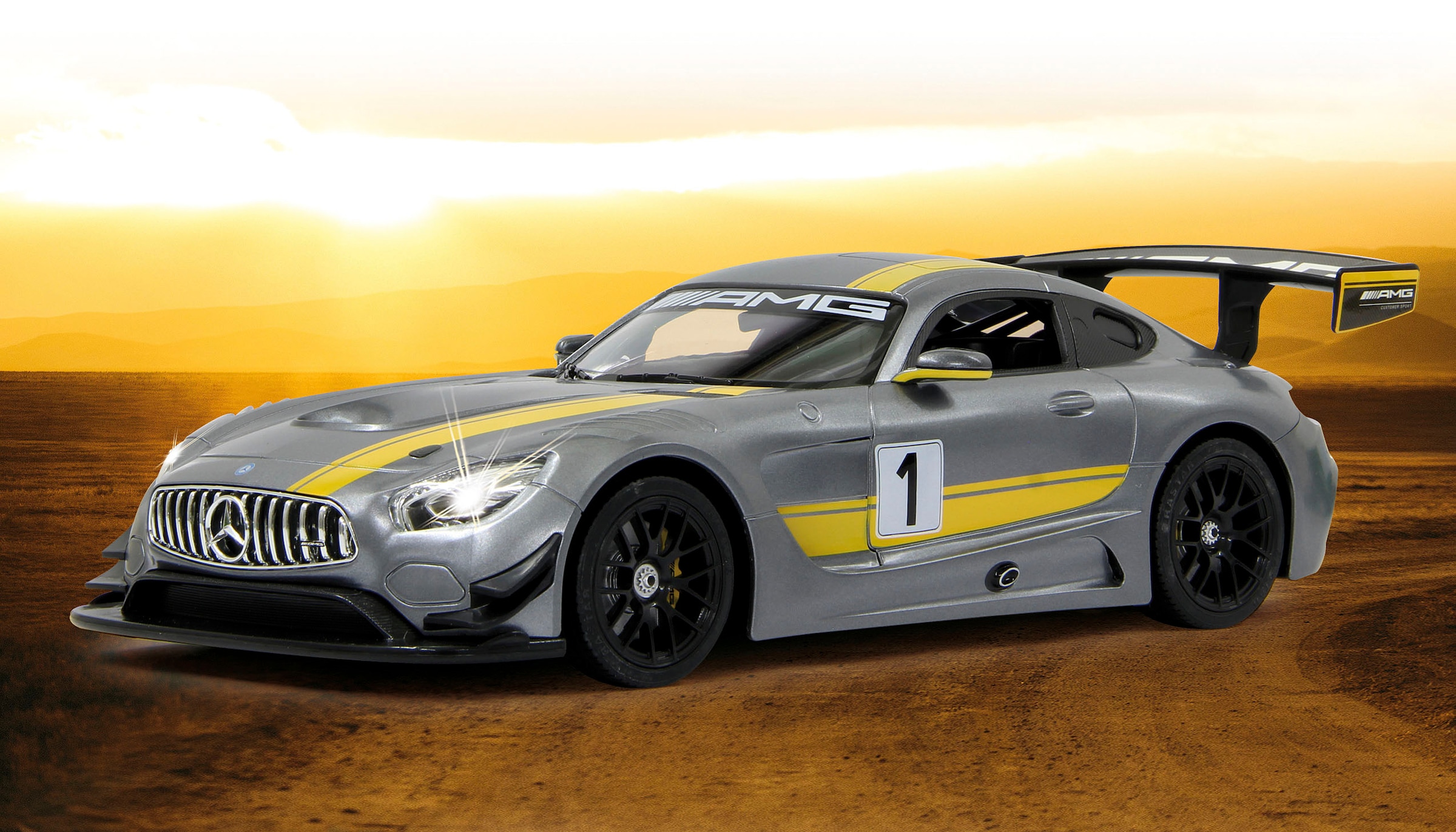 Jamara RC-Auto »Deluxe Cars, Mercedes-AMG GT3 Performance, 1:14, grau, 2,4GHz«, mit LED-Licht