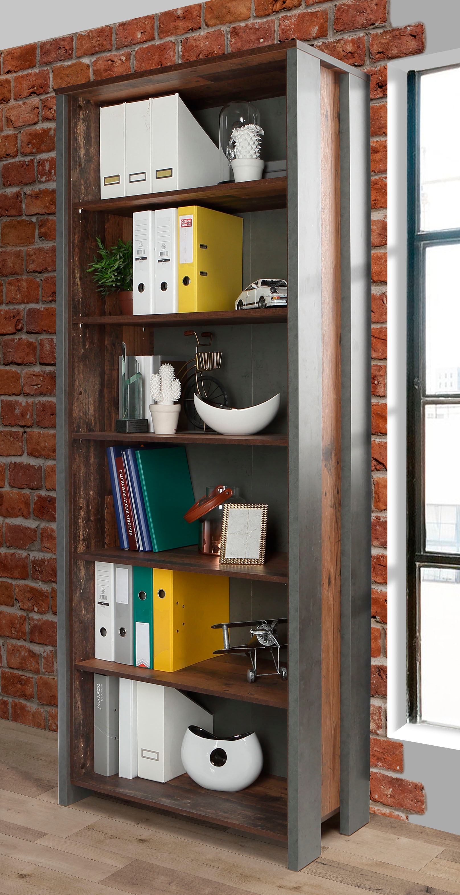 FORTE Aktenregal »Clif«, Bücherregal im Industriestil, Höhe 220,7 cm günstig online kaufen