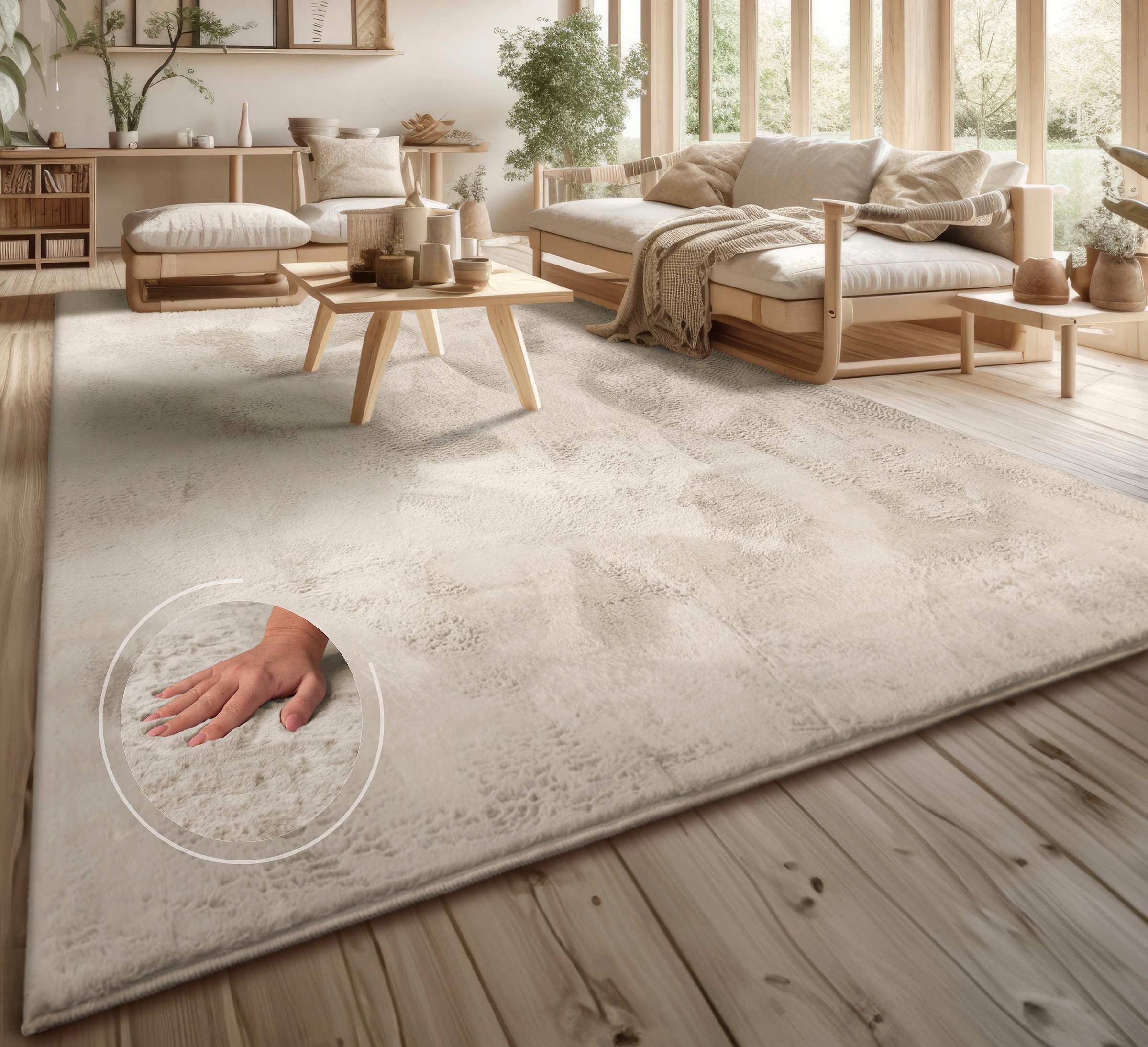 Fellteppich »Lottano«, rechteckig, 14 mm Höhe, Langflor, Kunstfell, Uni Far günstig online kaufen