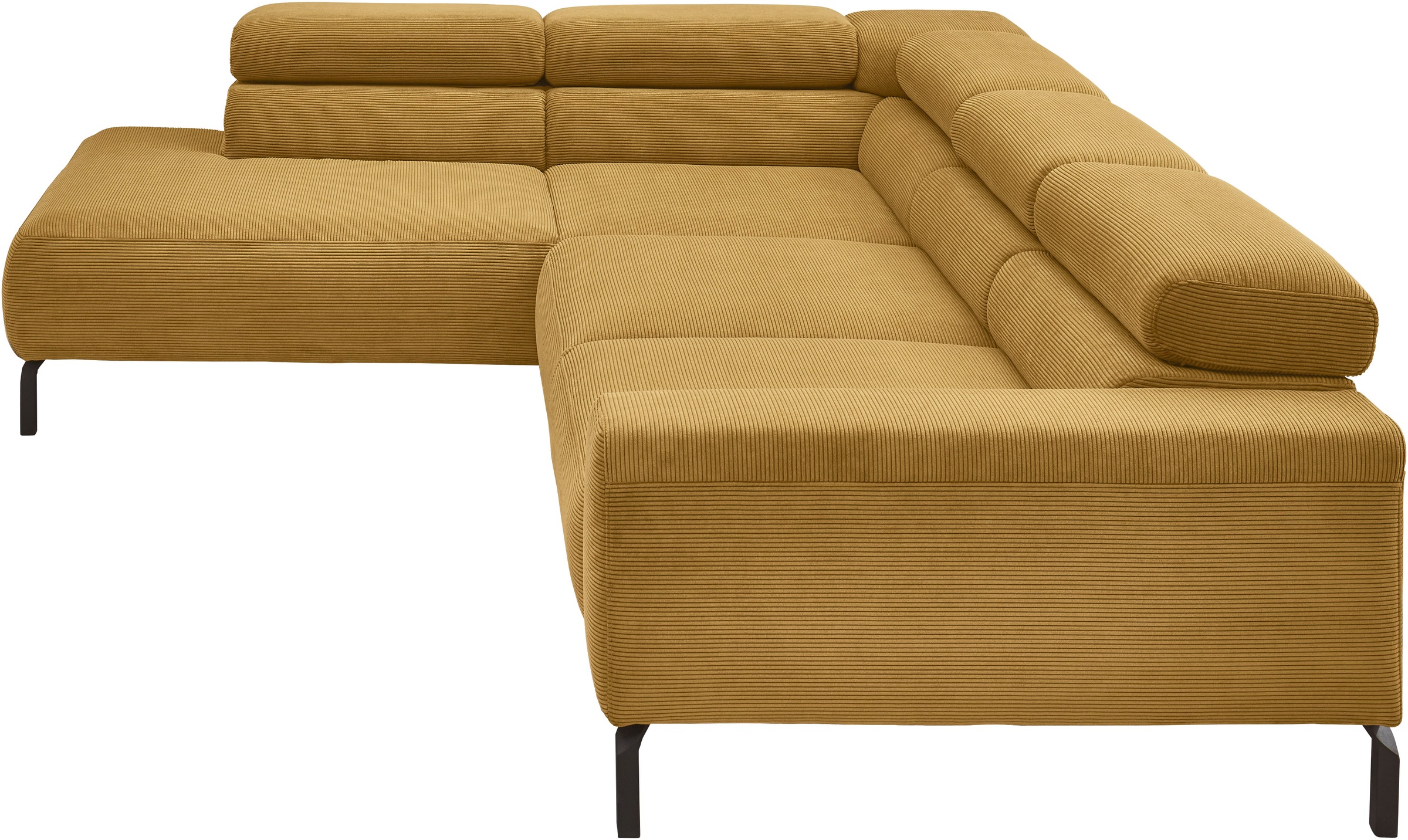 Places of Style Ecksofa »Antonelli, L-Form, inkl. Kopfteilverstellung, Breite 276 cm«, ohne Sitztiefenverstellung, in Feincord, pistachio