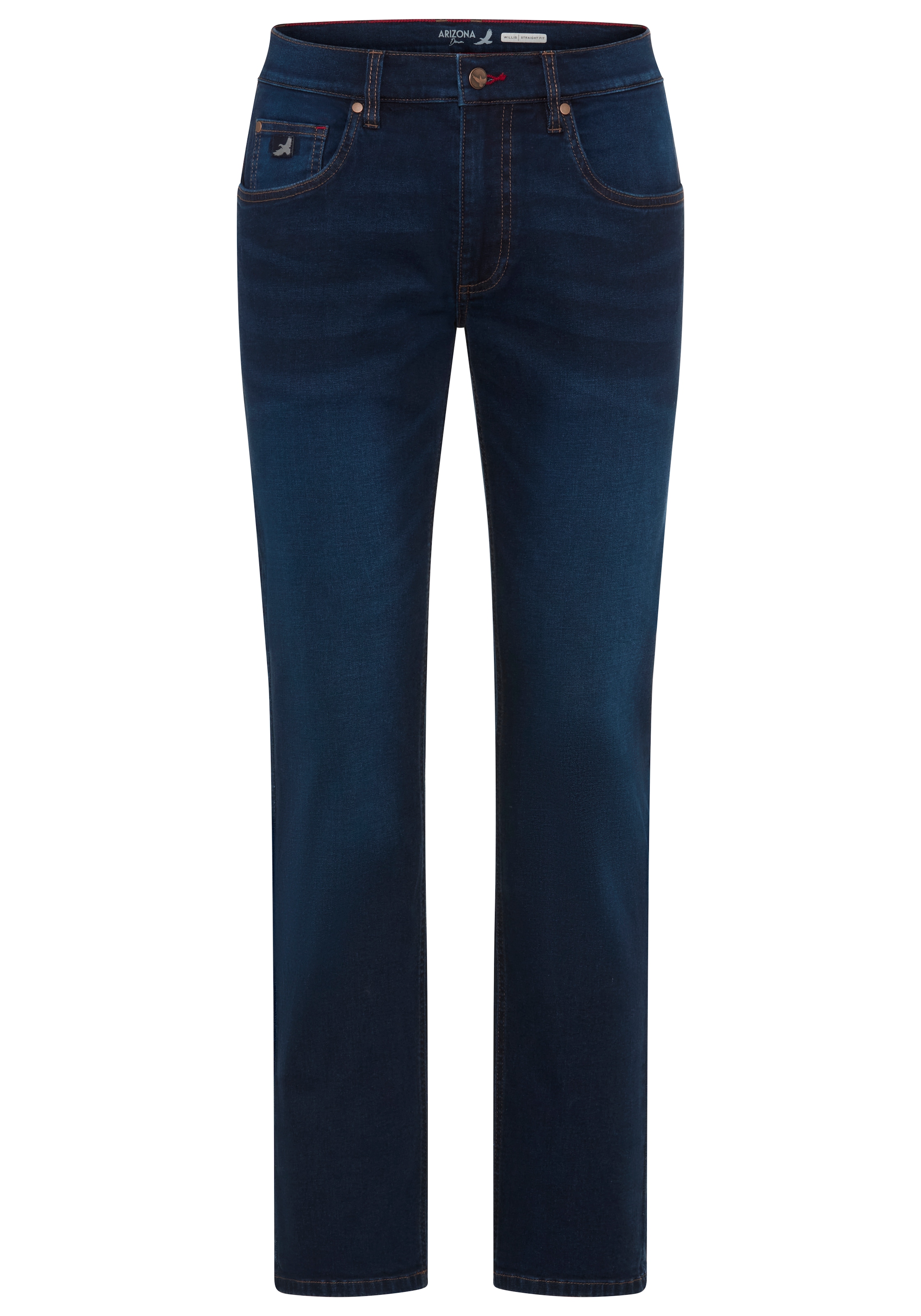 Arizona Straight-Jeans gerader Straight-Fit, aus elastischem Denim, niedrige Leibhöhe