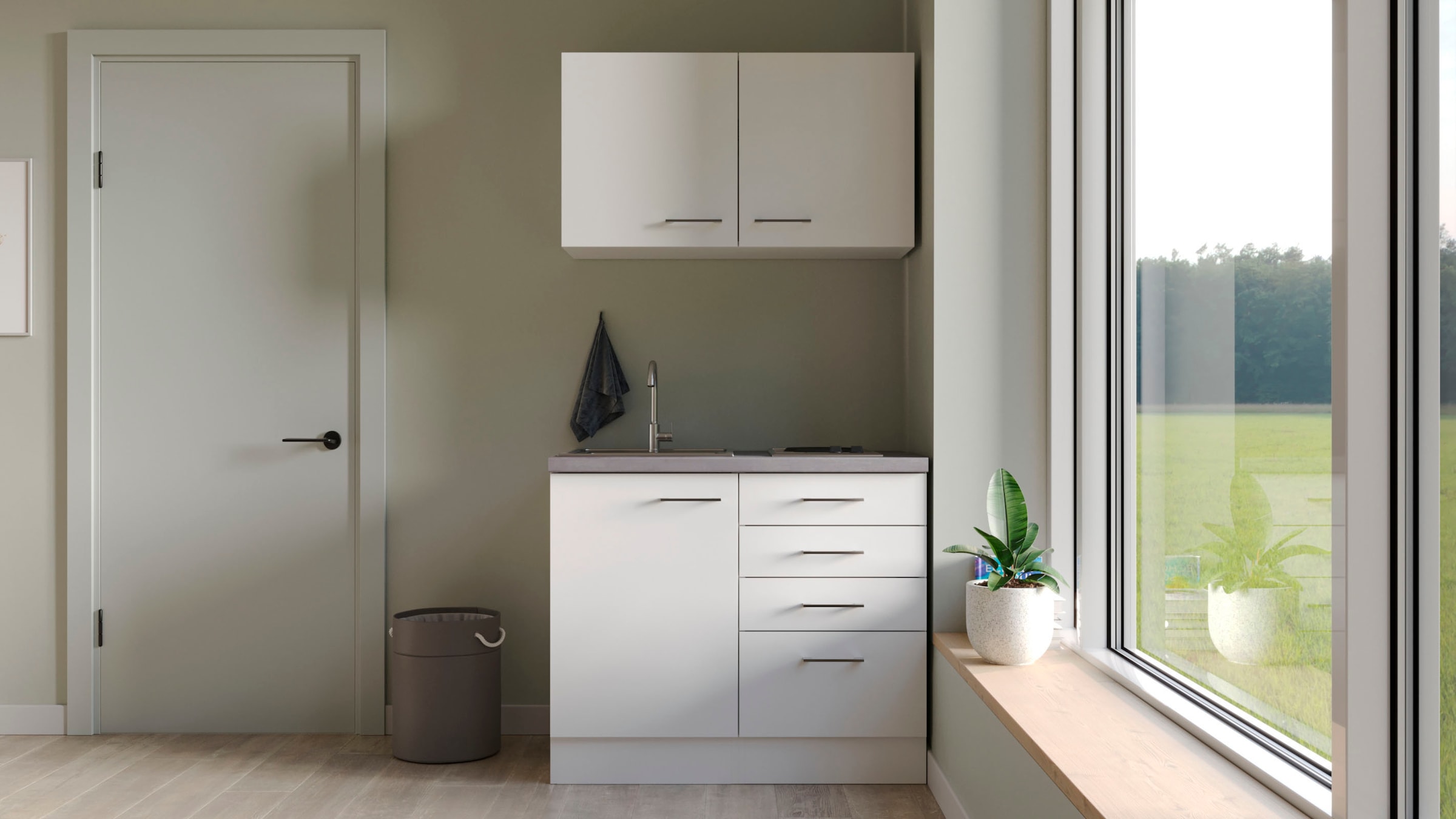 Flex-Well Küchenzeile "Kopenhagen", Breite 100 cm, mit Kochfeld und Spüle, günstig online kaufen