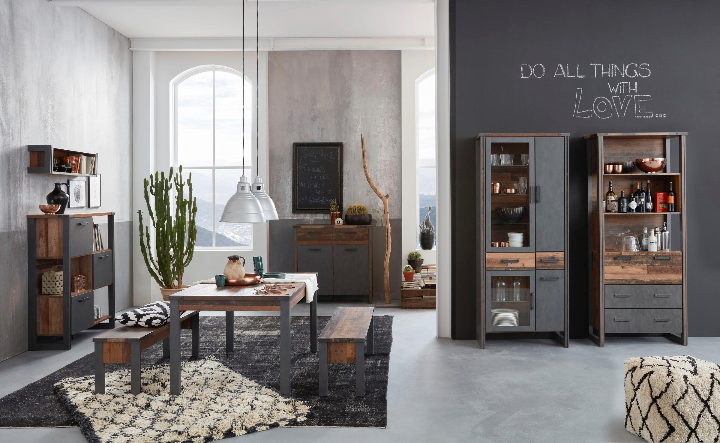Home affaire Regal »Bristol«, Standregal im Industrial Style mit 3 offenen und geschlossenen Fächern