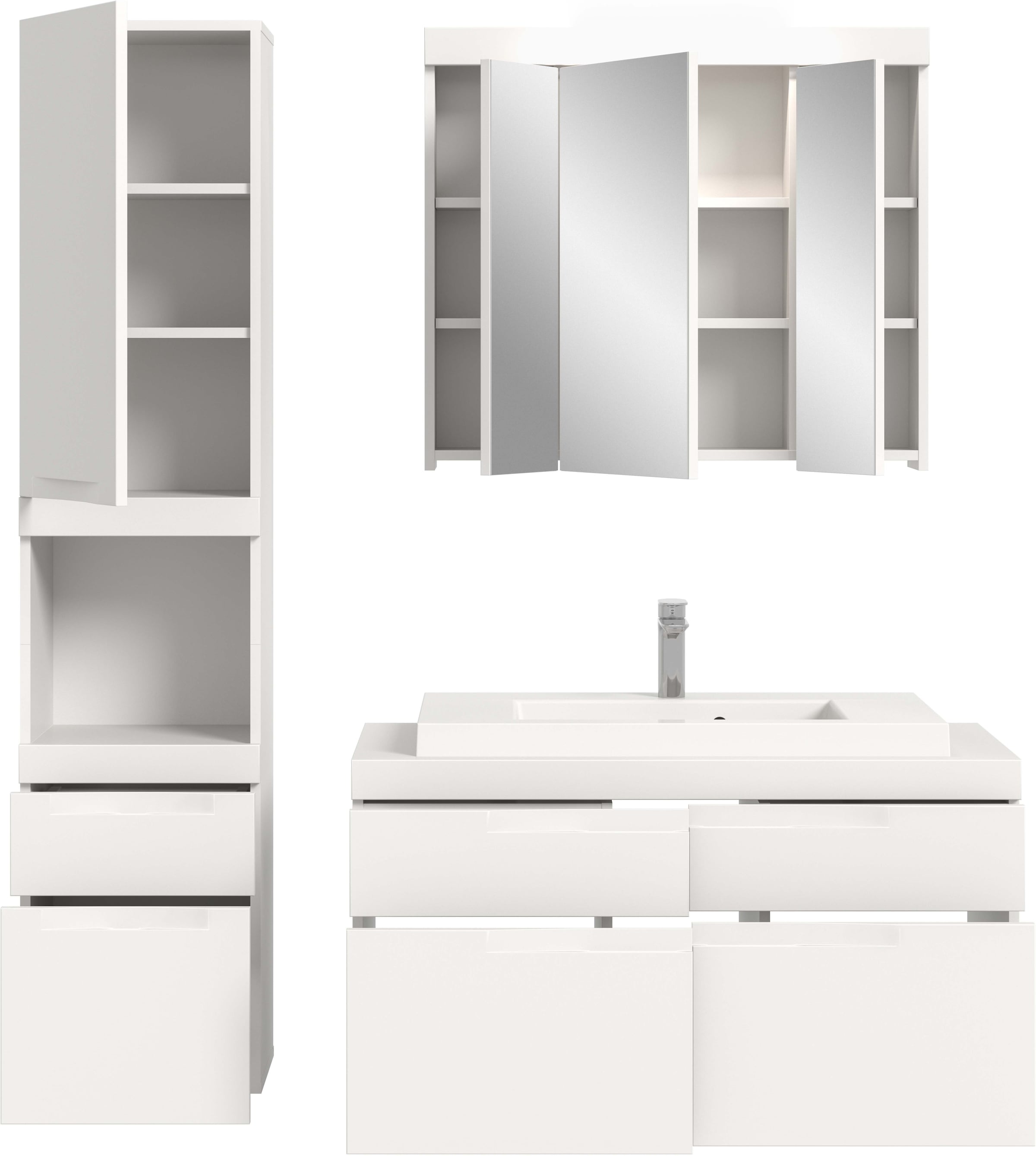 OTTO home Badmöbel-Set »MAOI, 3-tlg. Badkombi, hochwertige MDF Front, optional mit Beleuchtung«