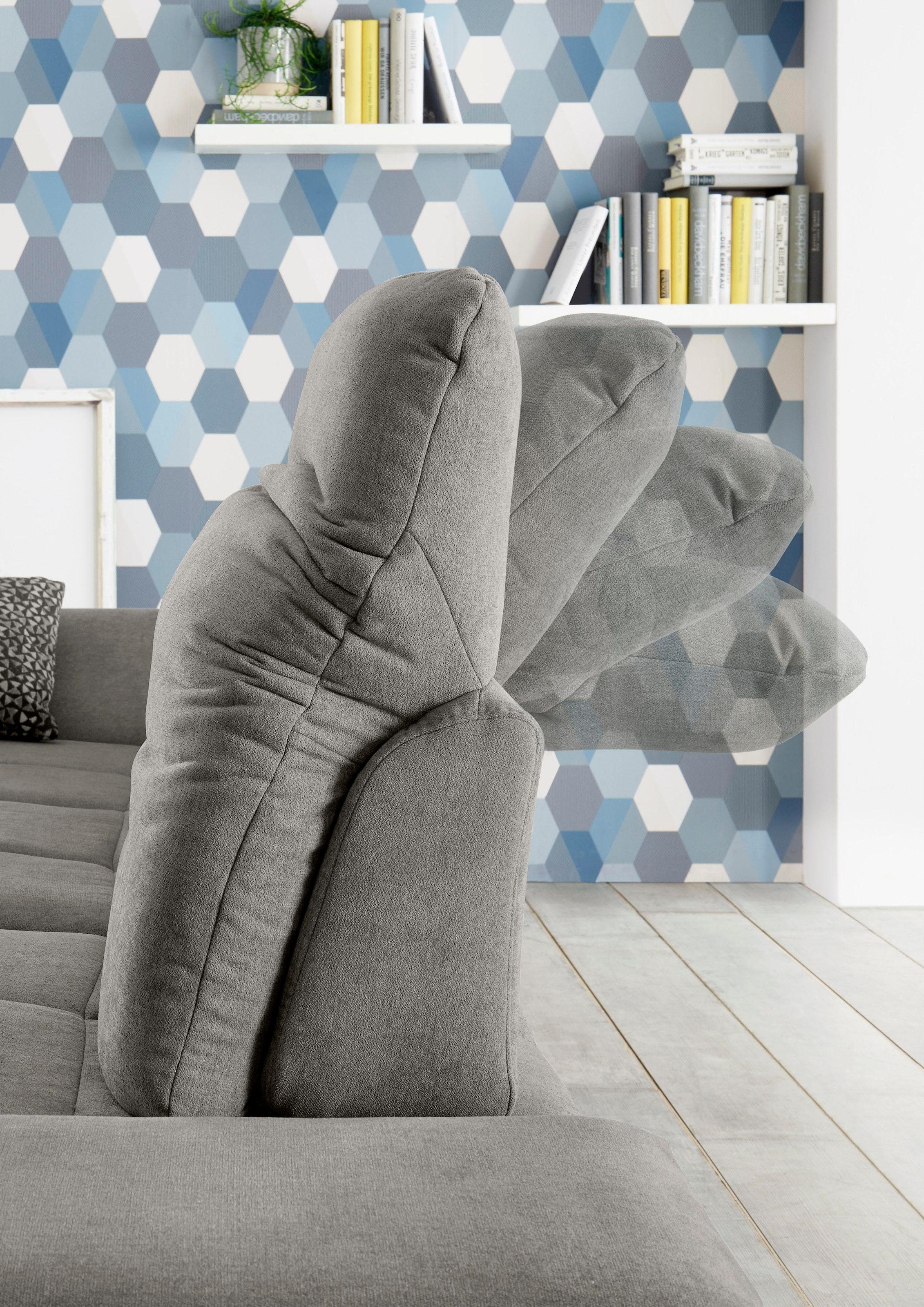 set one by Musterring Wohnlandschaft »SO 4100 komfortable Federkernunterfederung, inkl. Kopfteilverstellung« wahlweise Bettfunktion und Sitztiefenverstellung, U-Form