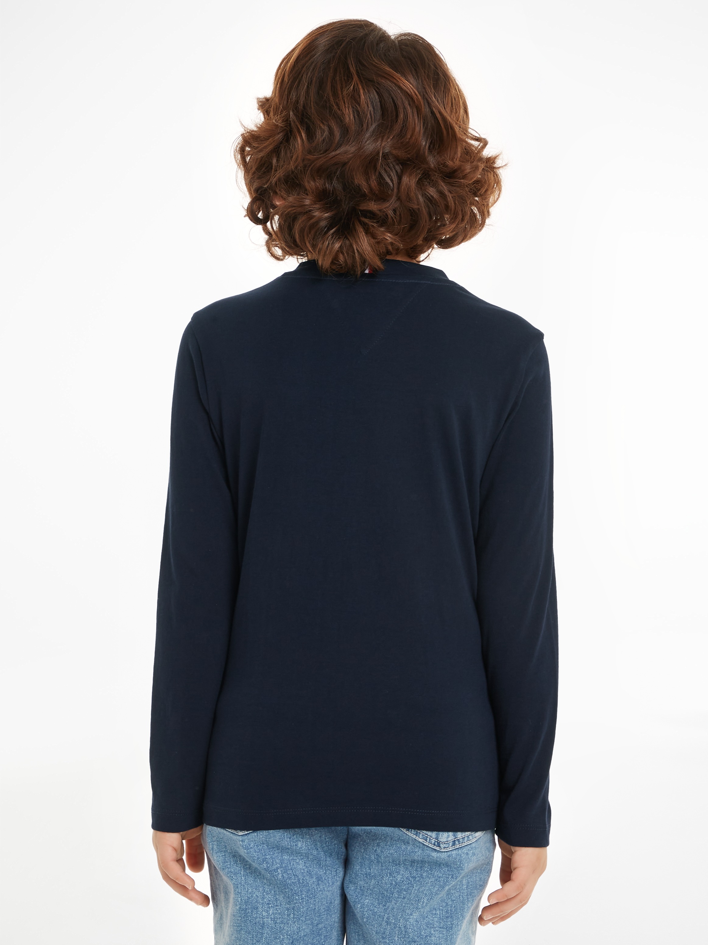 Tommy Hilfiger Langarmshirt »MONOTYPE FLOCK REGULAR TEE LS«, Kinder bis 16 Jahre mit Logoschriftzug