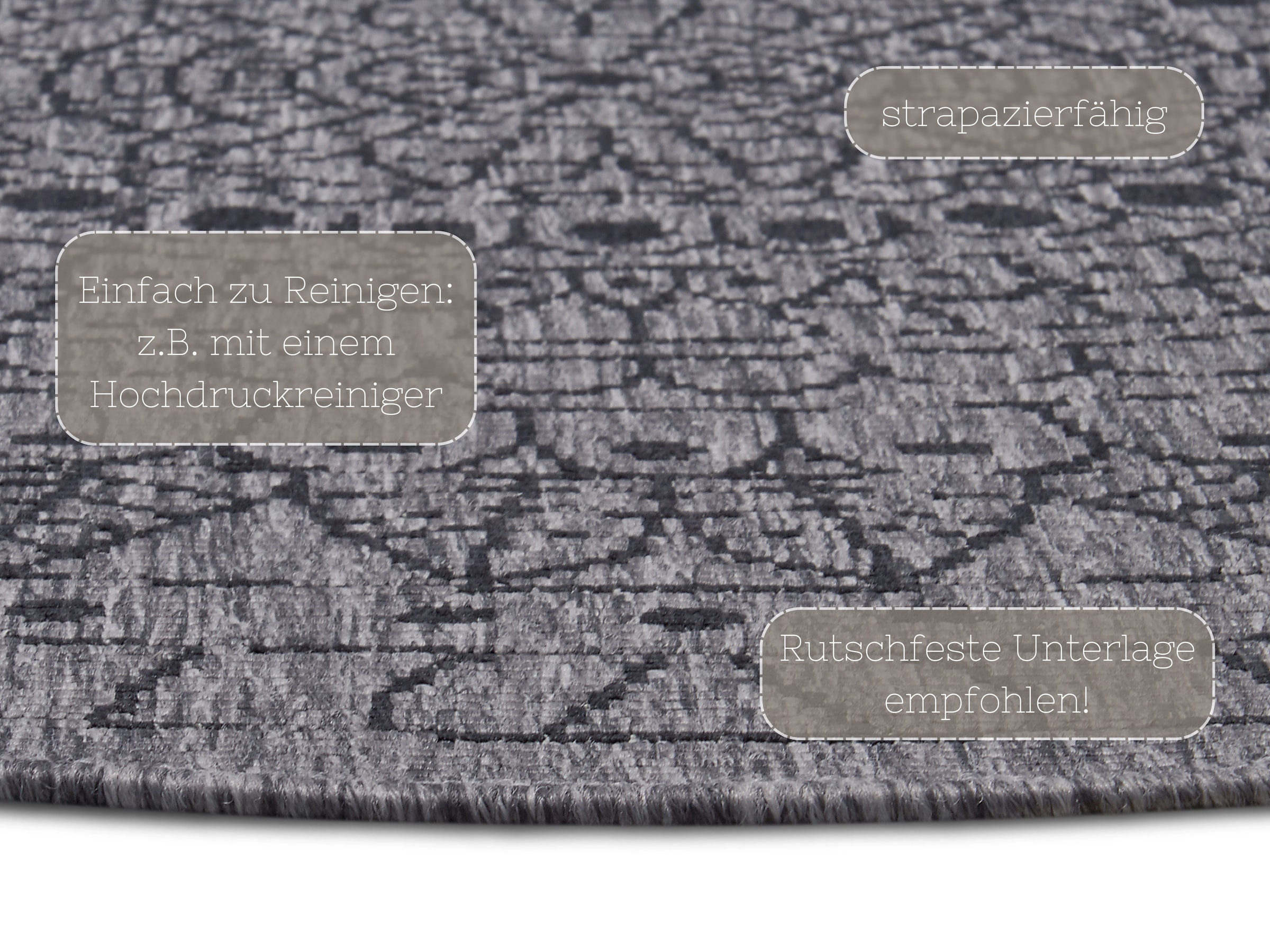 NORTHRUGS Teppich »Porto Wendeteppich«, rund, 5 mm Höhe, In-& Outdoor, Wetterfest, Balkon, Garten, Wohnzimmer, Wasserfest