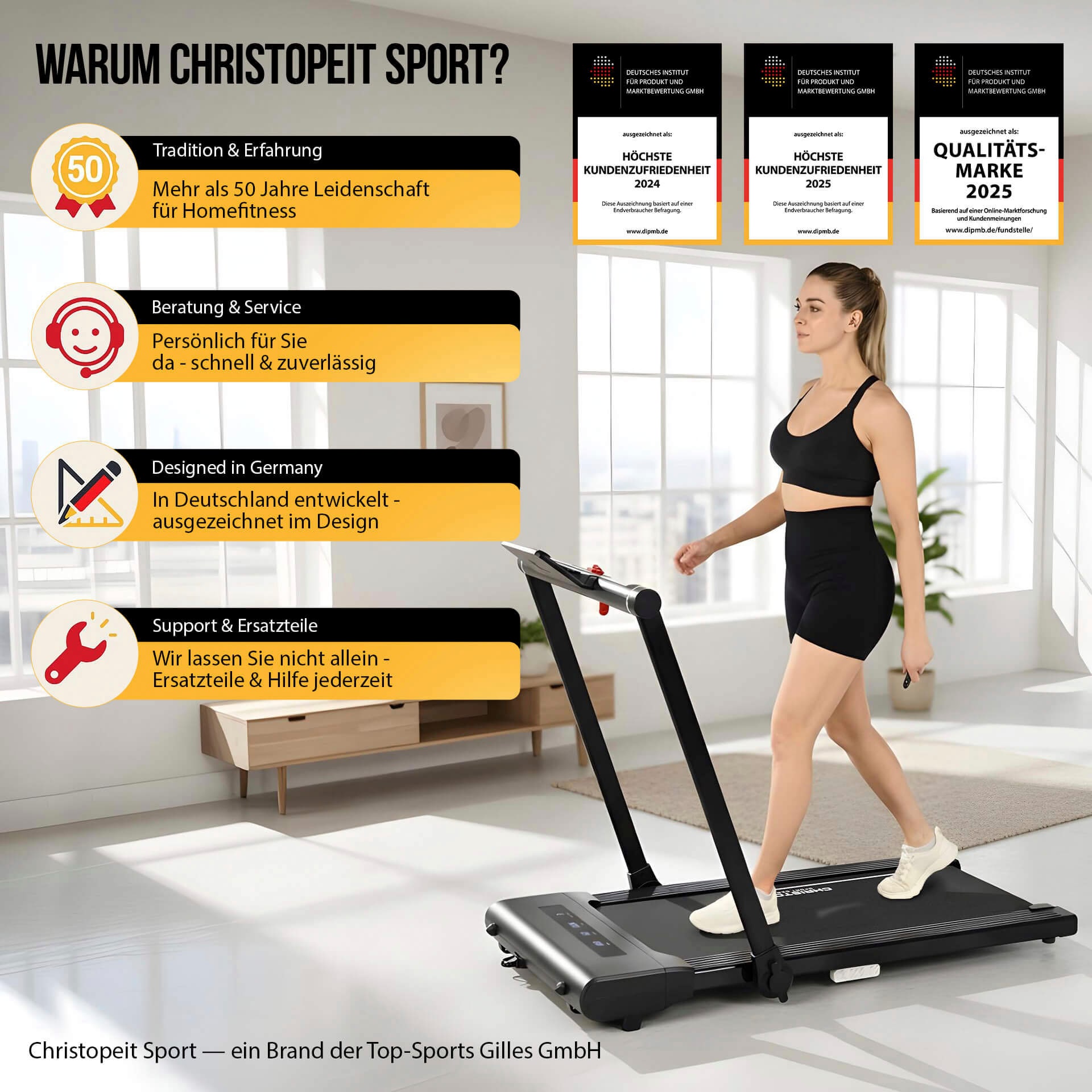 Christopeit Sport® Laufband »Laufband Walk Run Pro 2 in 1« bis max. 12 km/h, klappbar, 120 kg max. Benutzergewicht