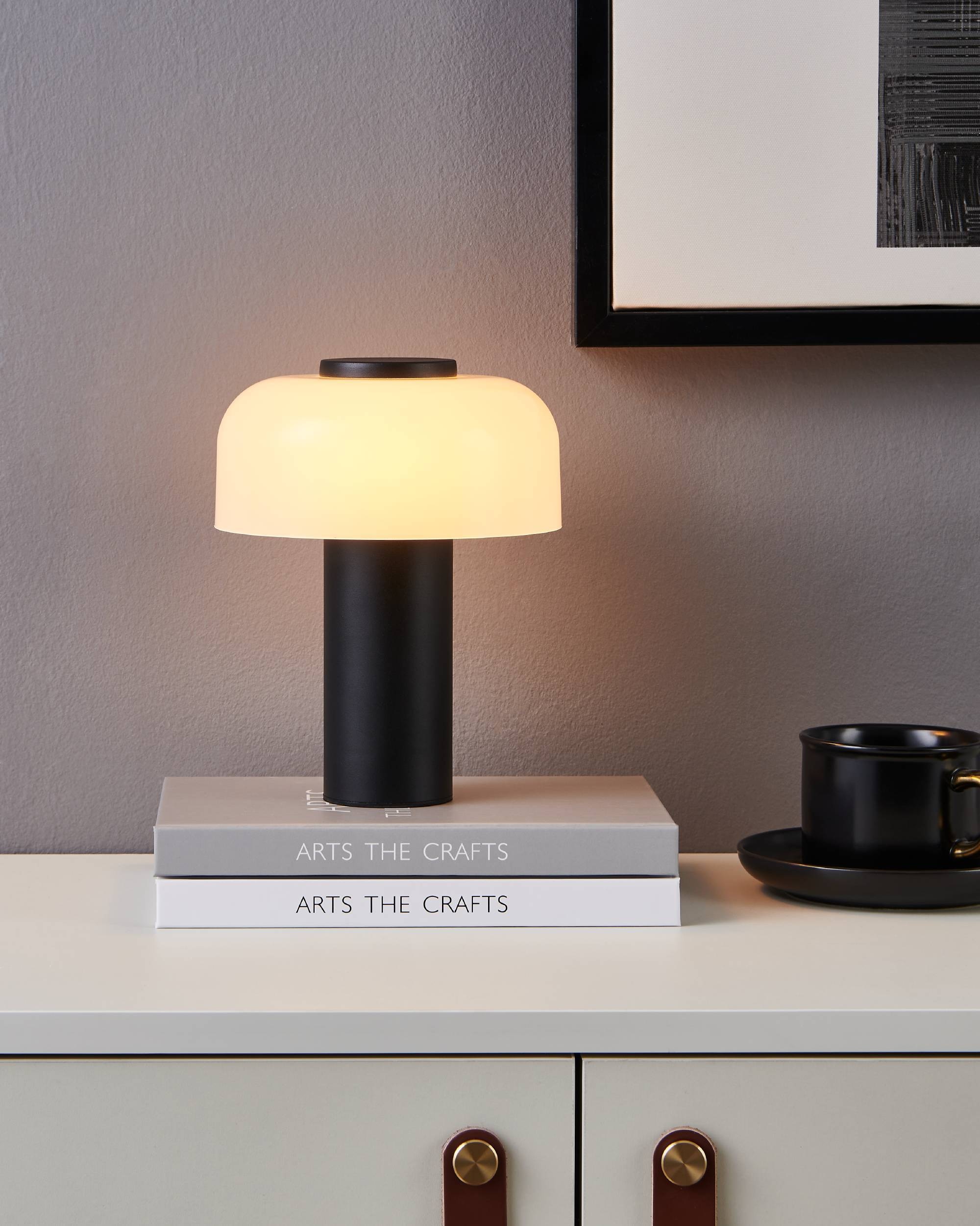 EGLO Tischleuchte »Ponente Tischlampe, Nachtischlampe aus Metall und Glas, Lampe, IP44« LED-Modul 1 Stk. Kaltweiß | Neutralweiß | Warmweiß Tischleuchte - H20 x Ø16 cm - schwarz - 2,25W inkl.